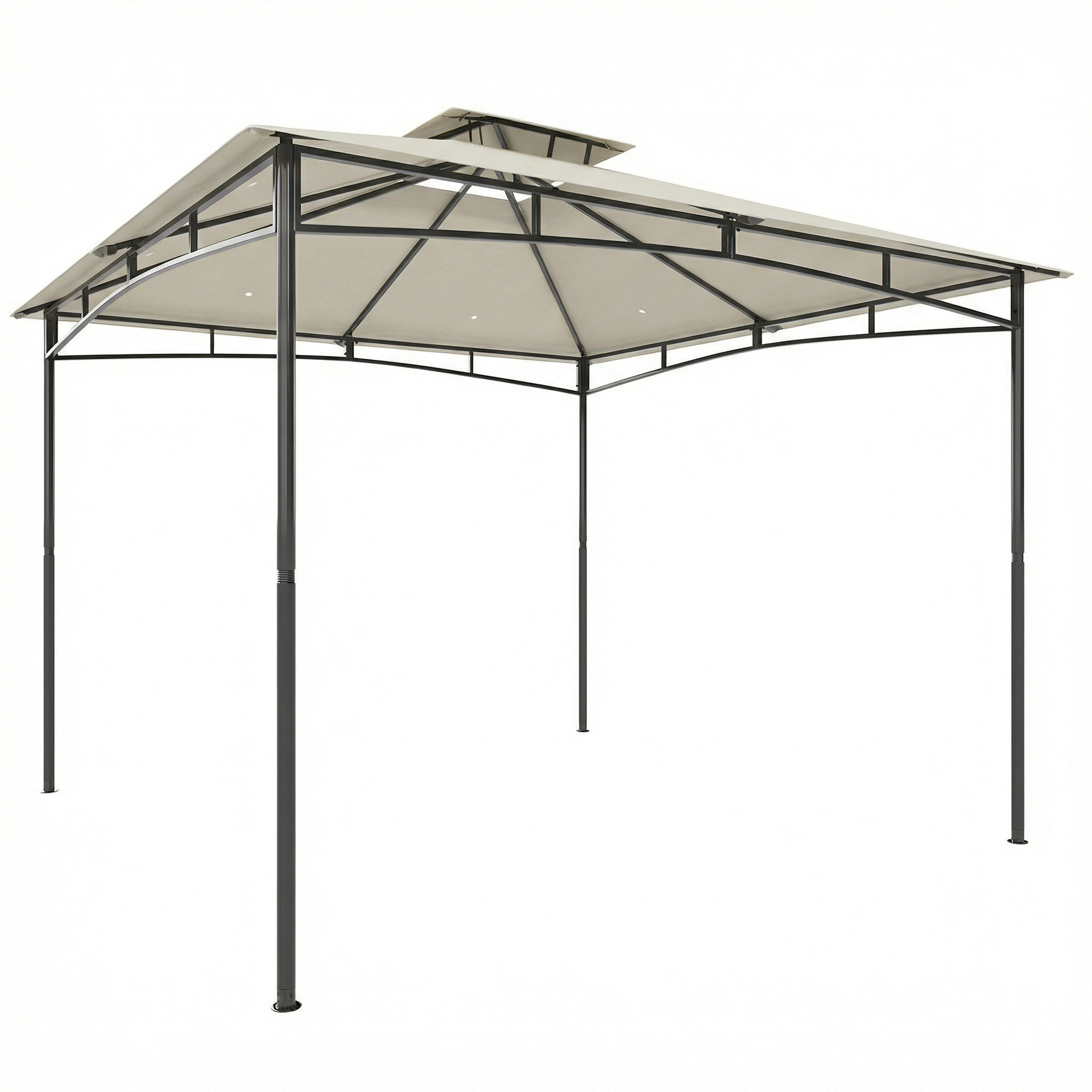 Outsunny Pavillon 3x3m Wasserdicht Stabil Winterfest Gartenpavillon mit zurückziehbar Obenrahmen Doppeldach, UV 50+ Partyzelt Gartenzelt Gazebo für Festival Partys Garten Cremeweiß   Aosom