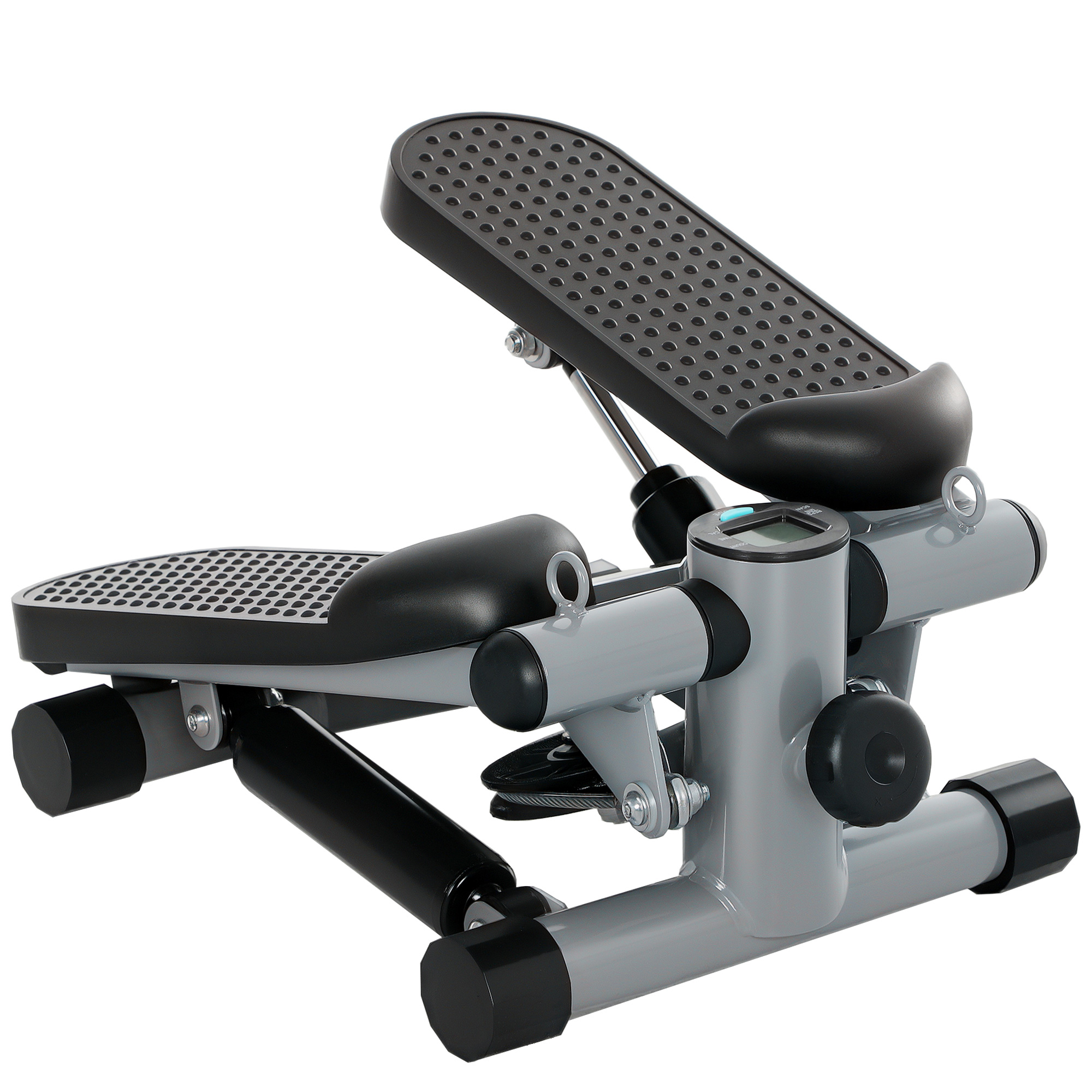 SPORTNOW 2 in 1 Mini-Stepper für Zuhause mit Power Ropes, Up-Down Swing Stepper mit LCD-Display, Stepper Hometrainer bis 100 kg für Bein-/Armtraining, Home Office Fitness Exercise, Grau Aosom
