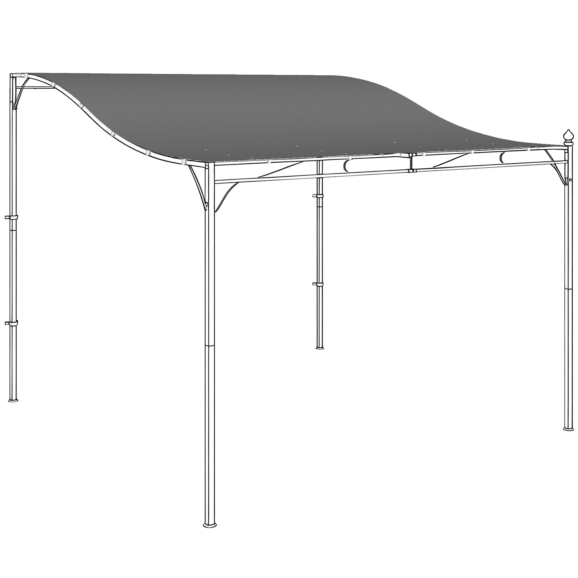 Outsunny Ersatzdach für Pergola 298 x 293 cm Sonnensegel für Terrassenüberdachung, Ersatz-Dachplane für 3 x 3 m Pavillon, Dunkelgrau   Aosom