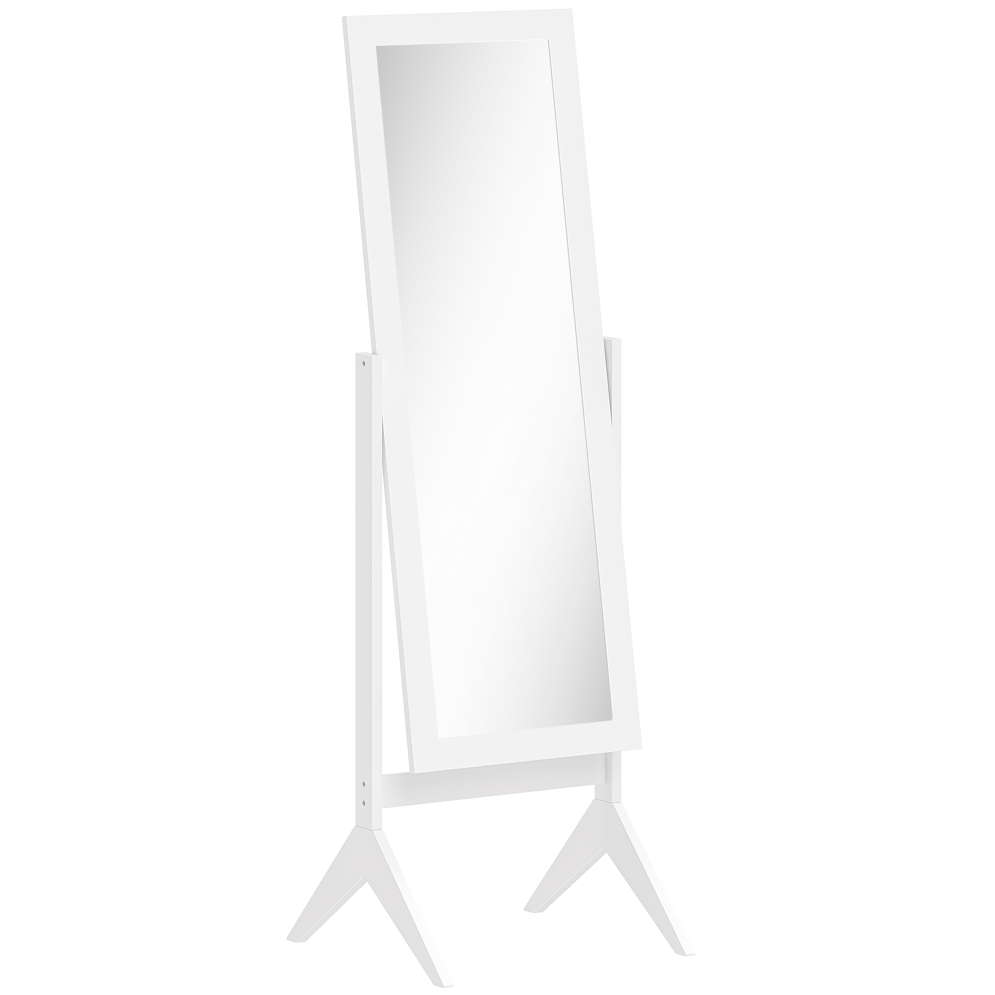 HOMCOM Standspiegel Eleganter Ganzkörperspiegel mit erhöhten Füßen, Pflegeleichtes MDF, Weiß, 47x46x148cm für Schlafzimmer & Flur Aosom.de
