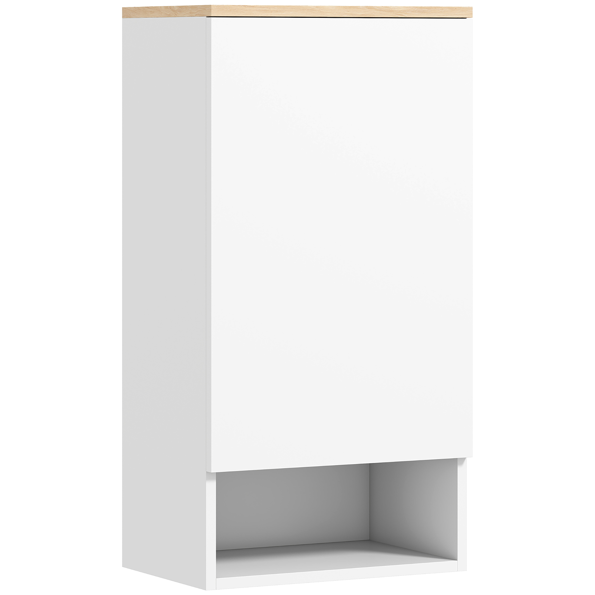 HOMCOM Hängeschrank Wandschrank mit Türen, Badezimmerschrank, Küchenschrank mit verstellbaren Ablagen, offenem Fach, Medizinschrank Wandmontage Weiß 40 x 27 x 77 cm Aosom
