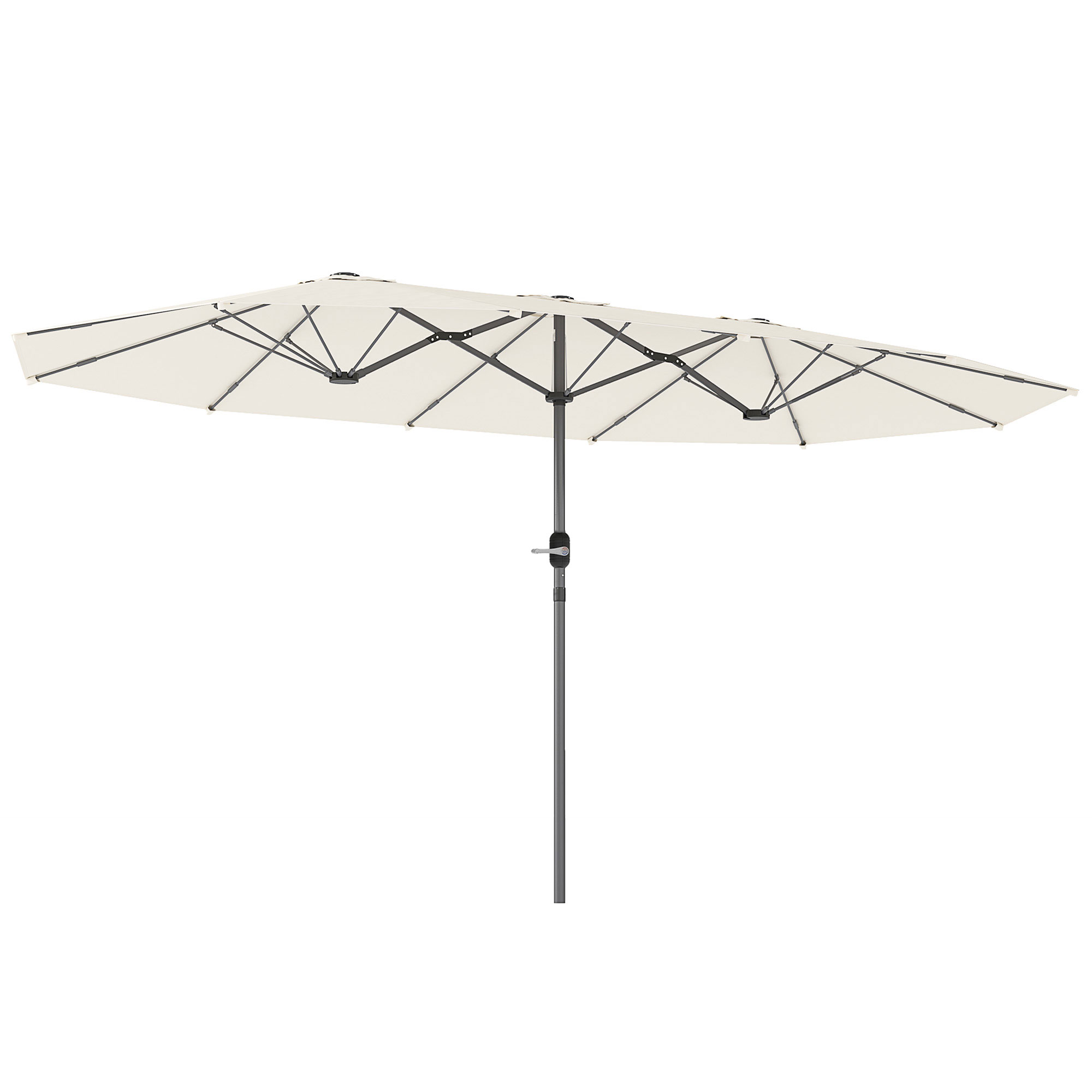 Outsunny Doppelsonnenschirm 436 x 260 cm, UV Schutz Stahl Sonnenschirm mit Handkurbel, oval Balkonschirm Strandschirm windfest stabil Marktschirm Kurbelschirm für Strand Balkon Garten, Beige Aosom