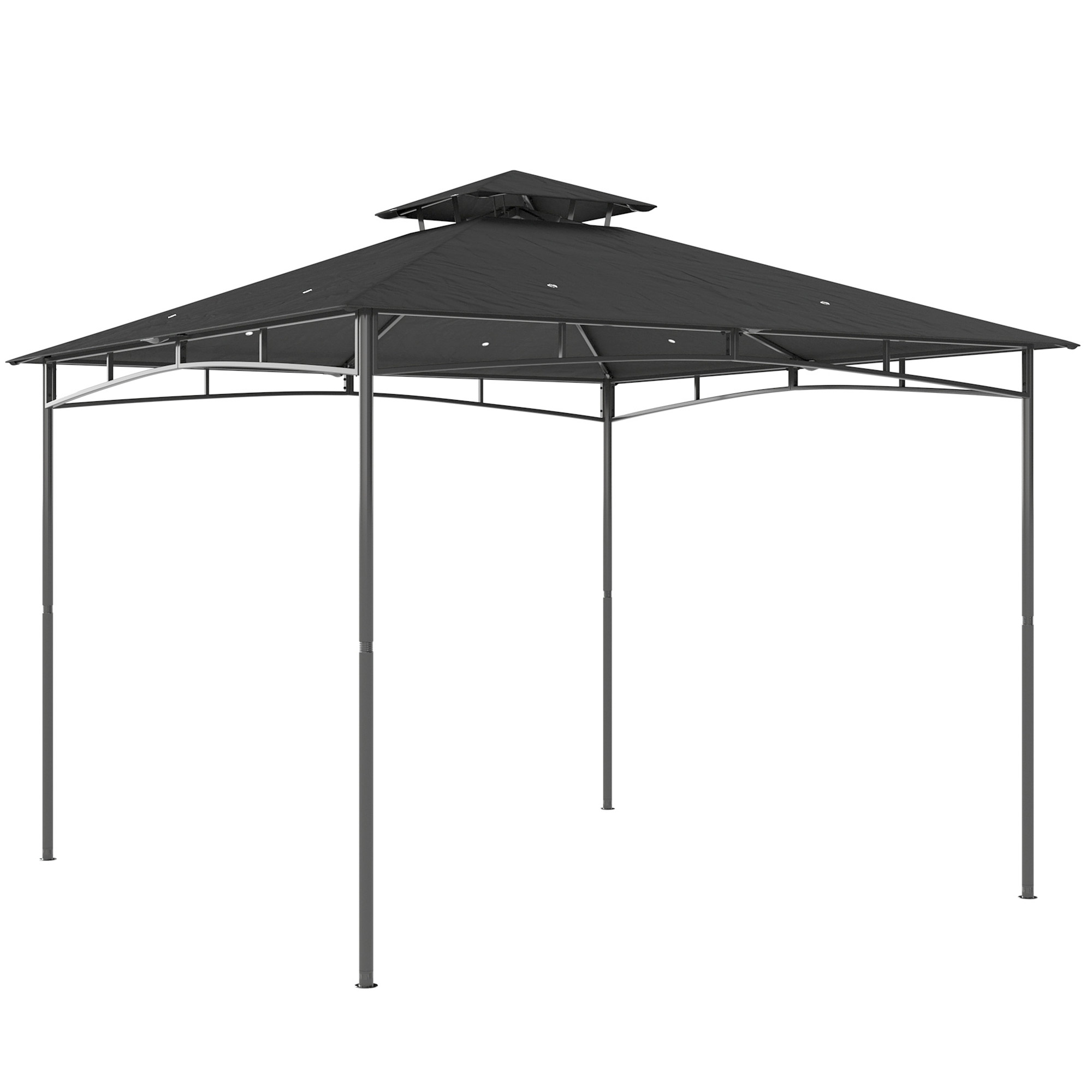 Outsunny Pavillon 3x3m Wasserdicht Stabil Winterfest Gartenpavillon mit zurückziehbar Obenrahmen Doppeldach, UV 50+ Partyzelt Gartenzelt Gazebo für Festival Partys Garten Dunkelgrau Aosom