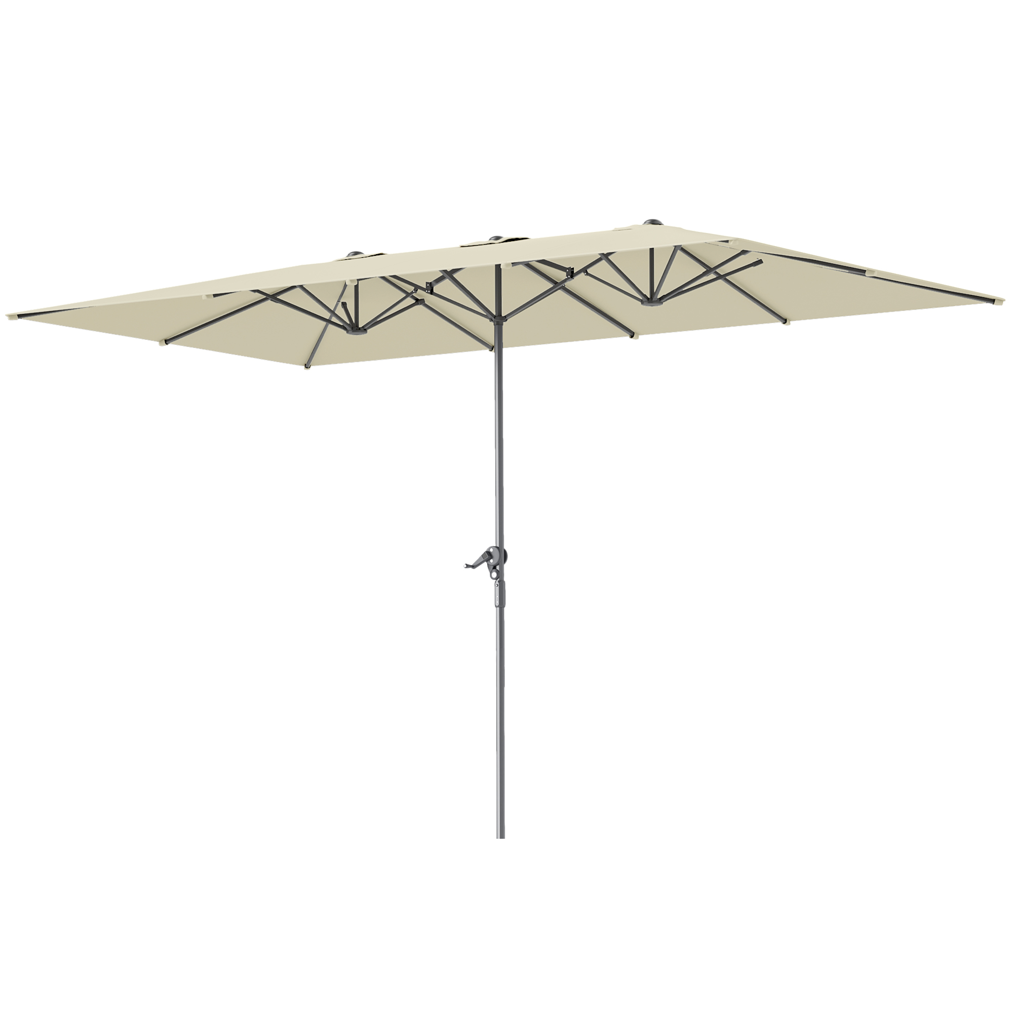 Outsunny Doppelsonnenschirm mit Kurbel 451 x 264 cm, UV Schutz 50+ Sonnenschirm, windfest Gartenschirm Balkonschirm Aluminium Marktschirm Sonnenschutz für Balkon Terrasse Garten Cremeweiß   Aosom