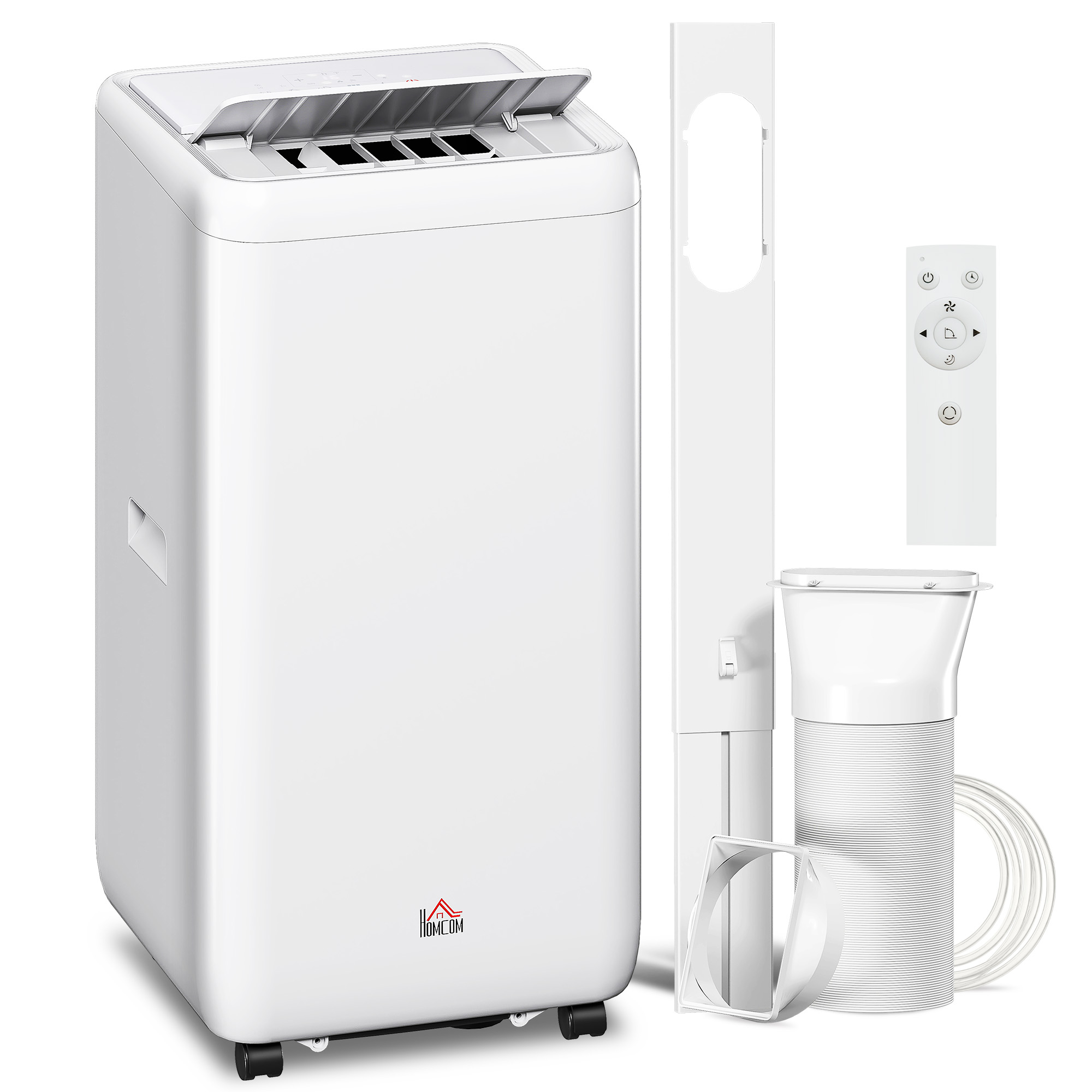 HOMCOM Mobiles Klimagerät mit Abluftschlauch 12.000 BTU 3,5 kW, 5-in-1 Mobile Klimaanlage Kühlen, Ventilieren, Entfeuchten, Automatikmodus & Schlafmodus, 24h-Timer, Fernbedienung, für Räume bis 35㎡   Aosom
