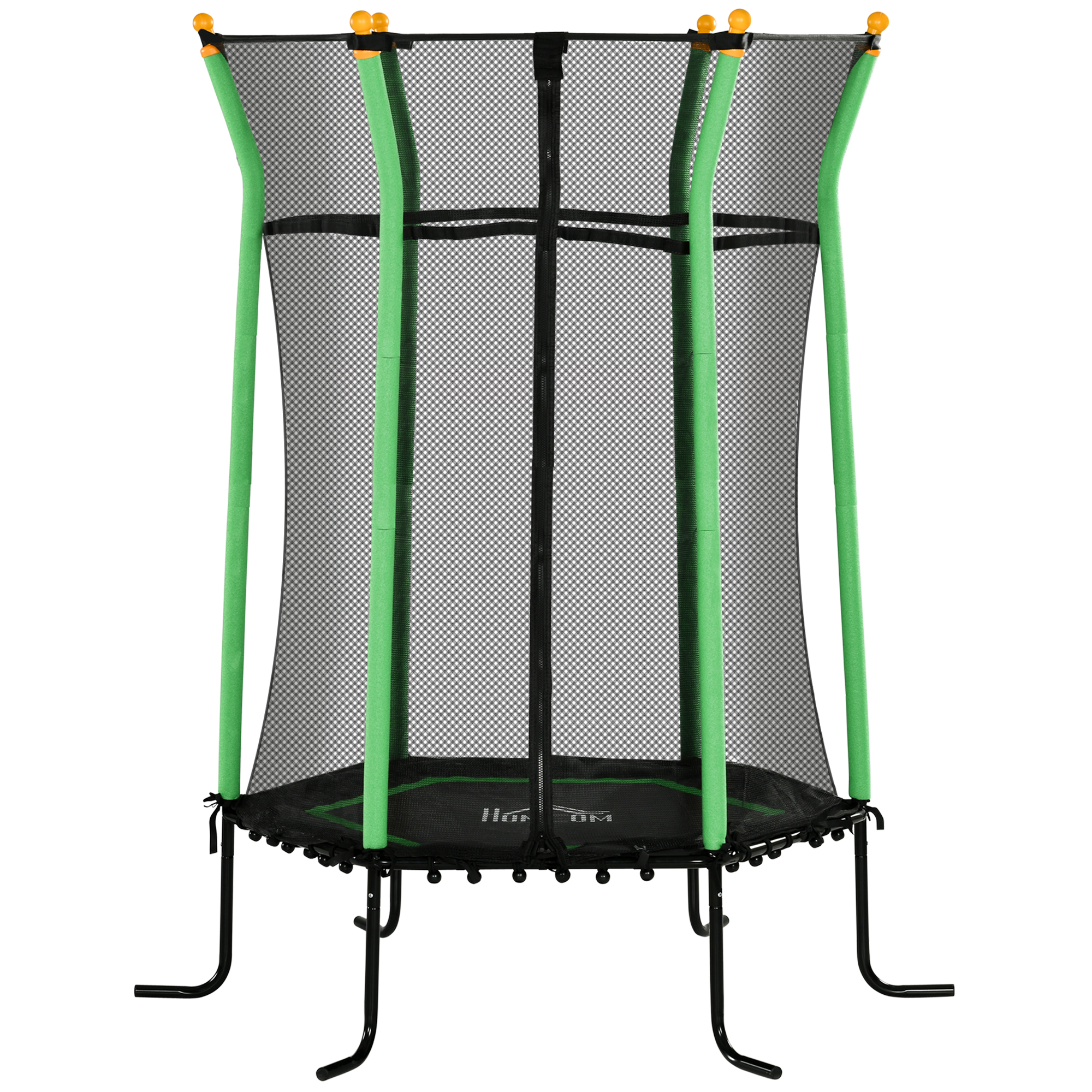 HOMCOM Kinder Trampolin Ø163,5 cm, Indoor Trampolin mit Sicherheitsnetz Randabdeckung Gummiseil, Kindertrampolin bis 50 kg, für Kinder 3-10 Jahre Grün Aosom