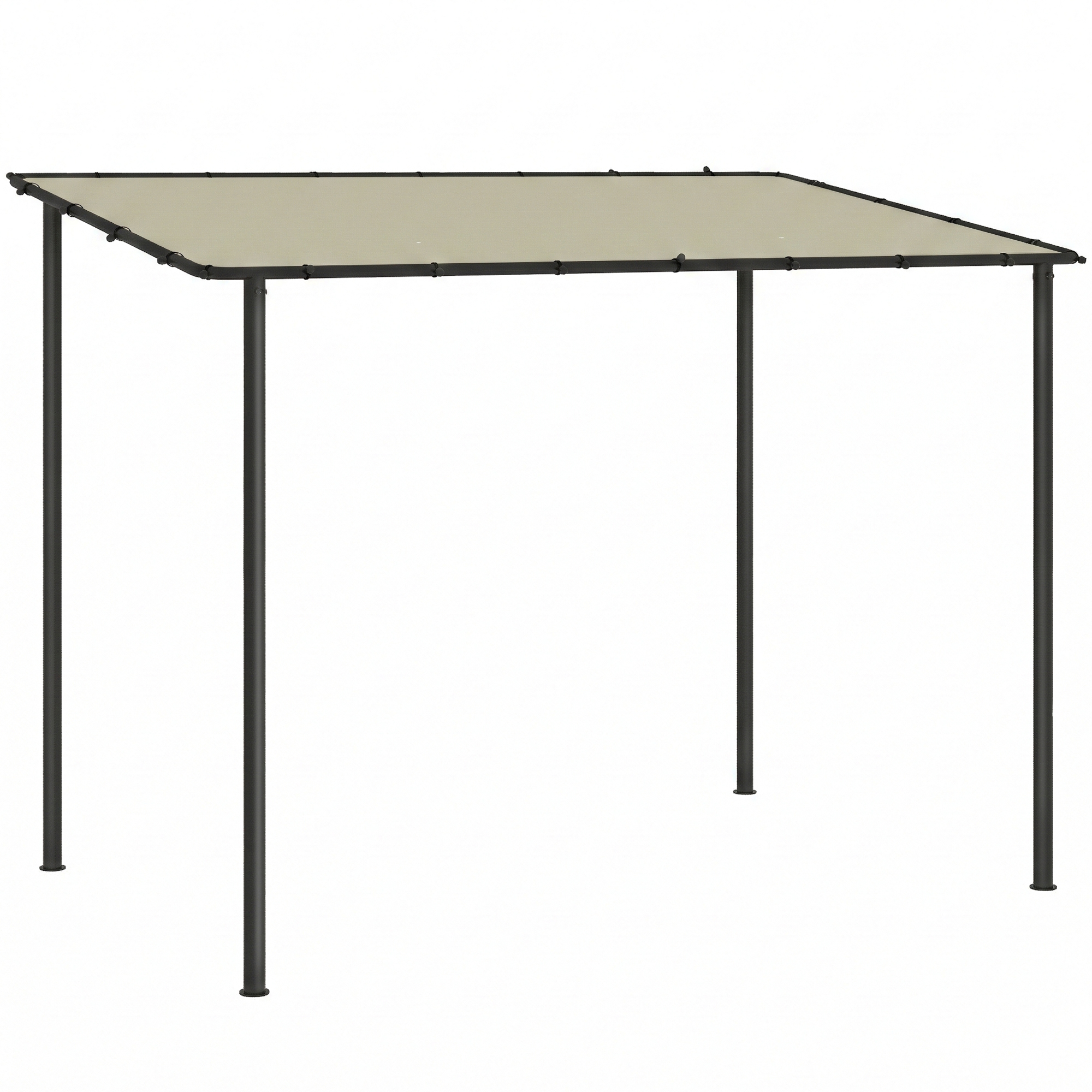 Outsunny Anbaupavillon Pergola mit Metallgestell Dach, wetterfest Pavillon Vordach, wandmontiert Gartenpavillon Terrassenpavillon Überdachung Partyzelt für Terrasse Garten 3 x 1,8 x 2,3 m Cremeweiß Aosom