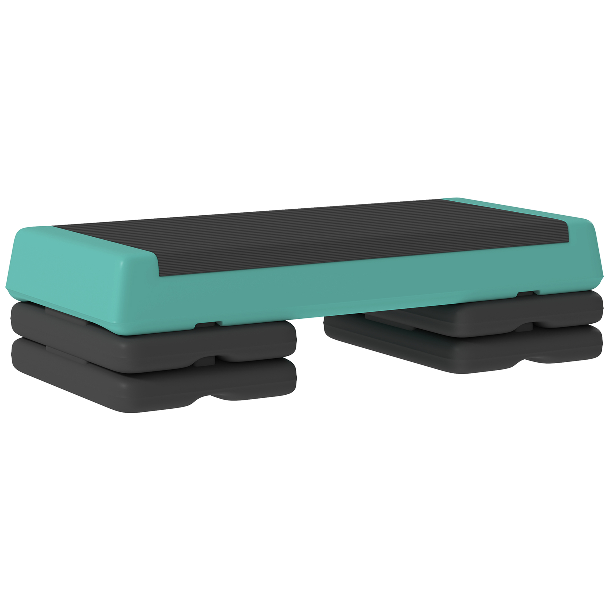 SPORTNOW Steppbrett höhenverstellbar Fitness Aerobic Stepper mit 3 Stufen (10,5/15,5/20,5 cm), Anti-Rutsch-Matte, Rutschfest Step Bench für Zuhause Fitnessstudio Büro Grün Aosom