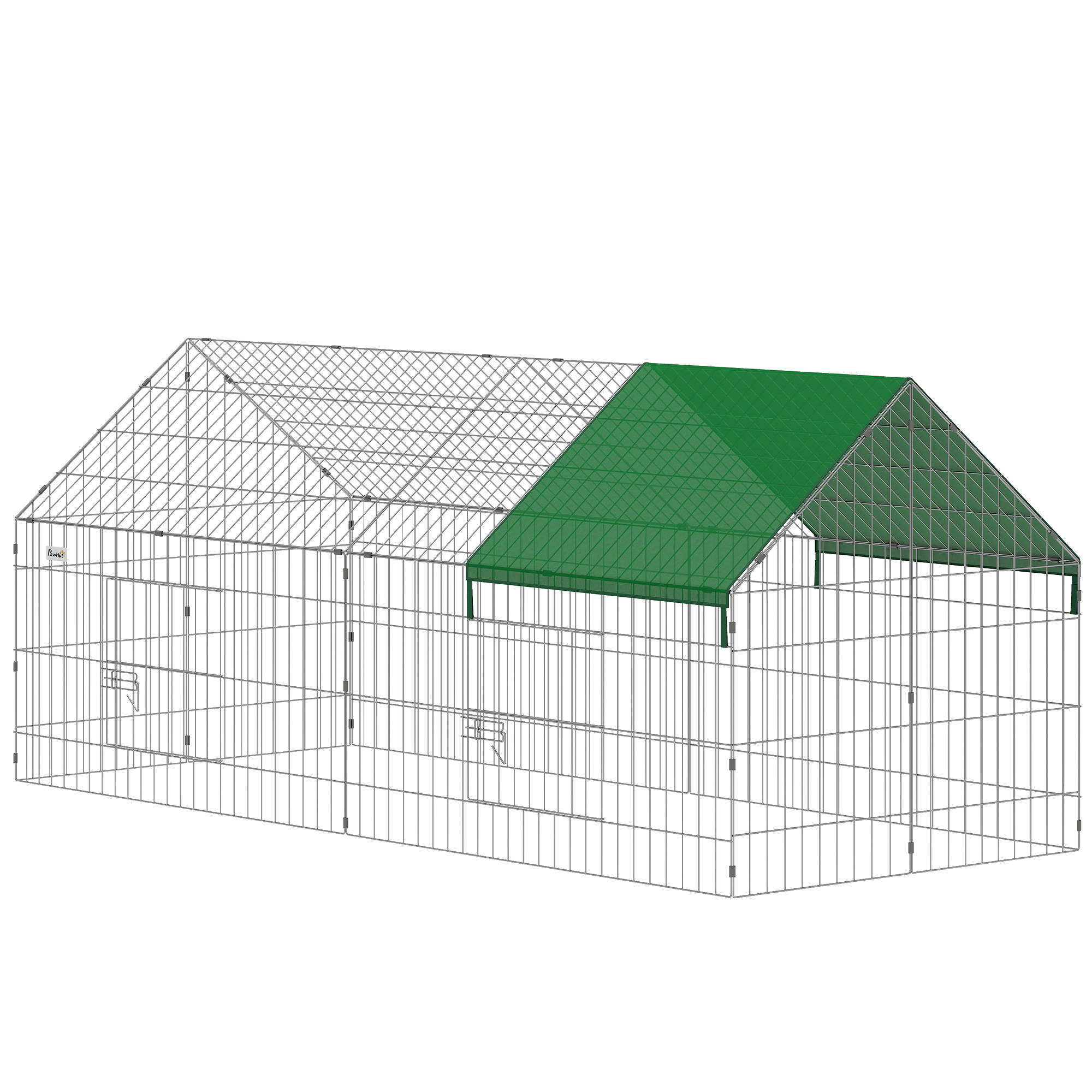 PawHut Kleintierstall, Kaninchenstall mit Spitzdach, abschließbare Türen, Schutzabdeckung, Entenstall für Kleintiere, für Indoor Outdoor 180 x 75 x 75 cm Grün Aosom