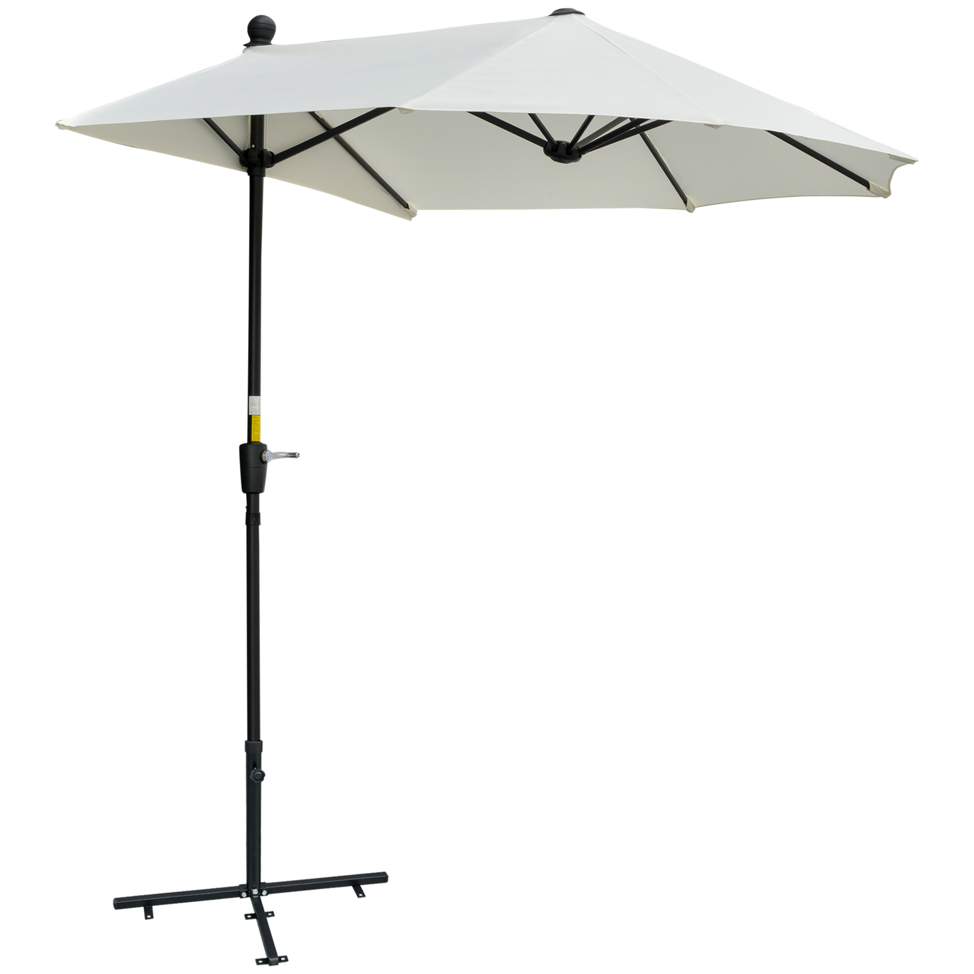 Outsunny Sonnenschirm Halbrund 1,9 x 2 m Doppelsonnenschirm mit Handkurbel Ständer Halbschirm Sonnenschirm Marktschirm Gartenschirm Terrassenschirm für Garten Terrassen Höfe Cremeweiß Aosom