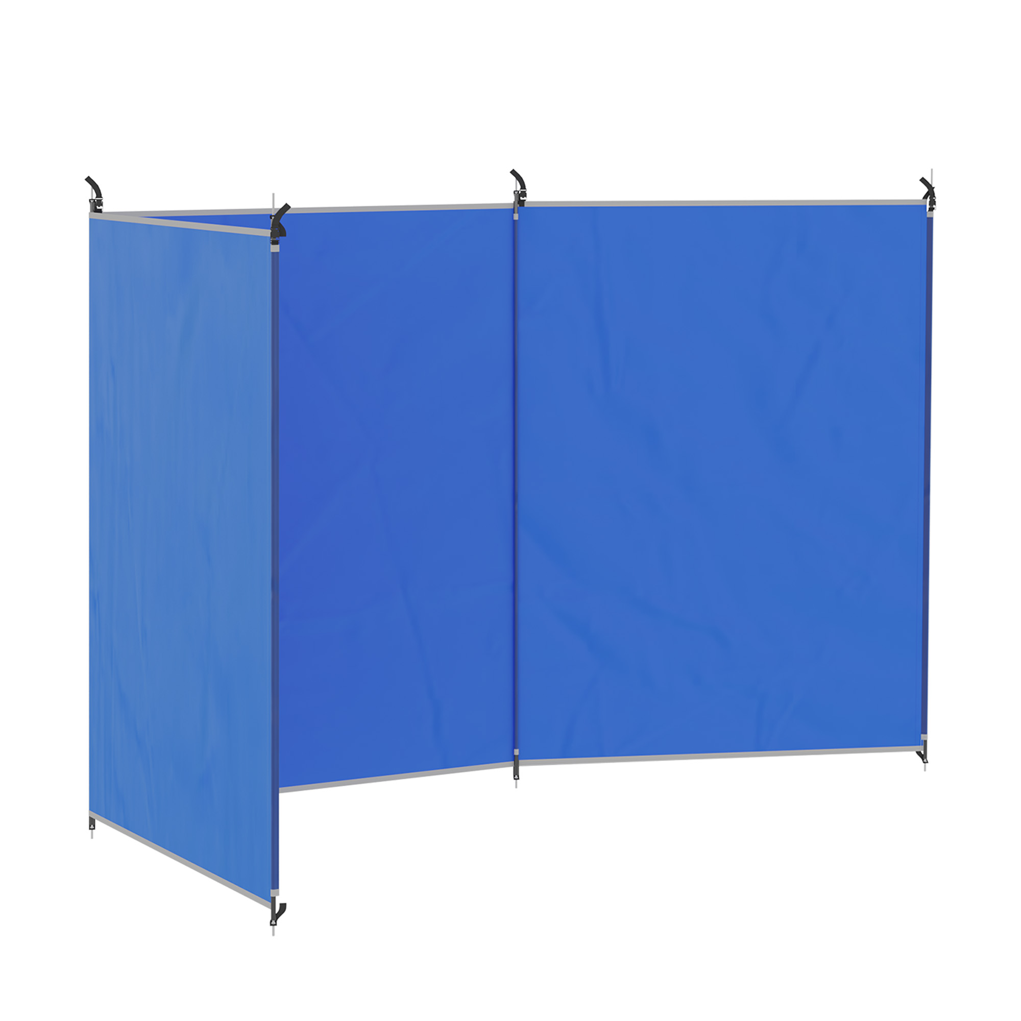 Outsunny Windschutz faltbar Camping Sichtschutz mit Tragetasche Stahlstangen Windfang Zaun Strandwindschutz Strandschutz für Camping Garten, Strand, Terrasse 450 x 150 cm Blau   Aosom