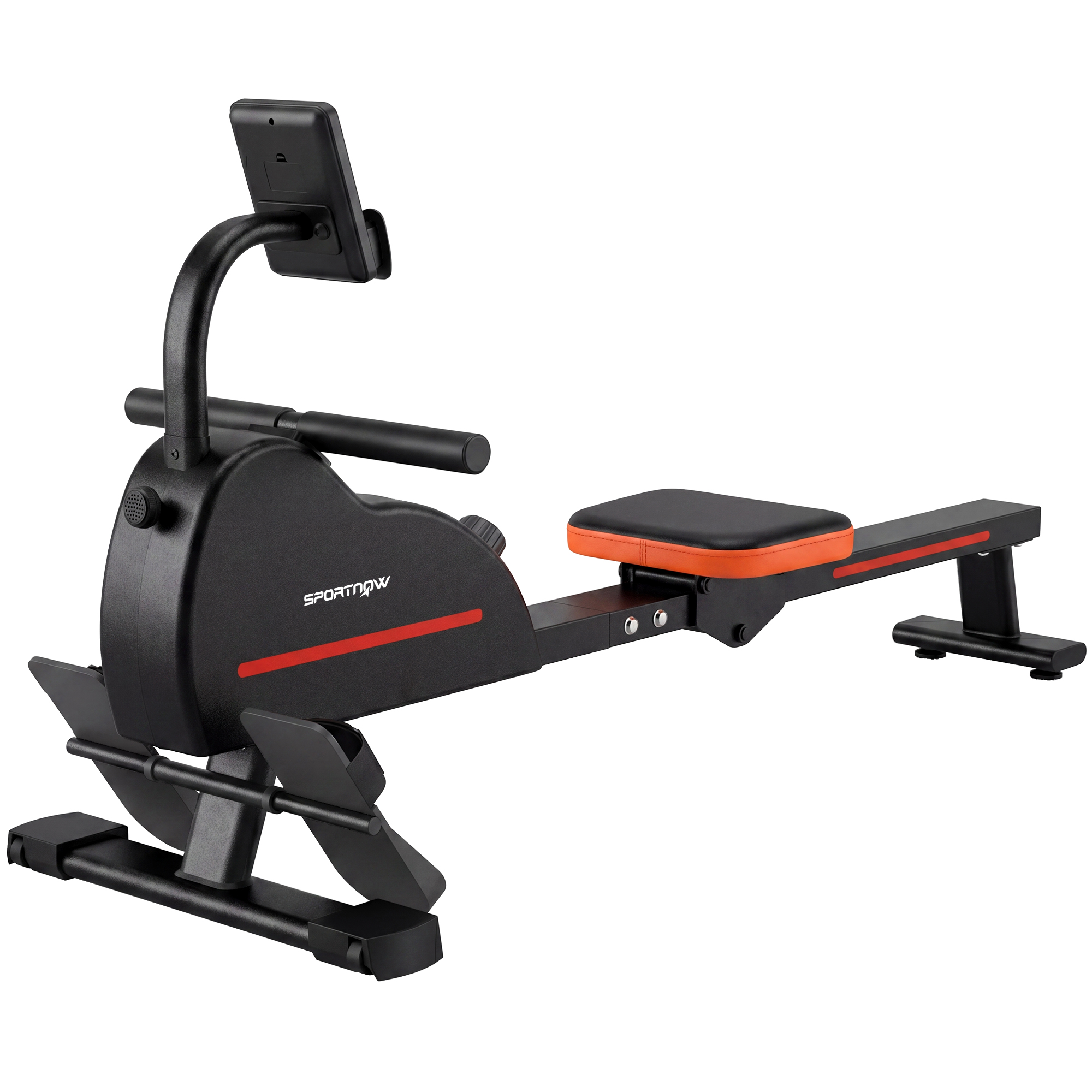 SPORTNOW Magnet-Rudergerät mit Bluetooth und App-Anbindung (Kinomap & Zwift) - 16 Widerstandsstufen - Leises Rudergerät mit LCD-Display für Heimtraining und Gewichtsreduktion, Rot Aosom
