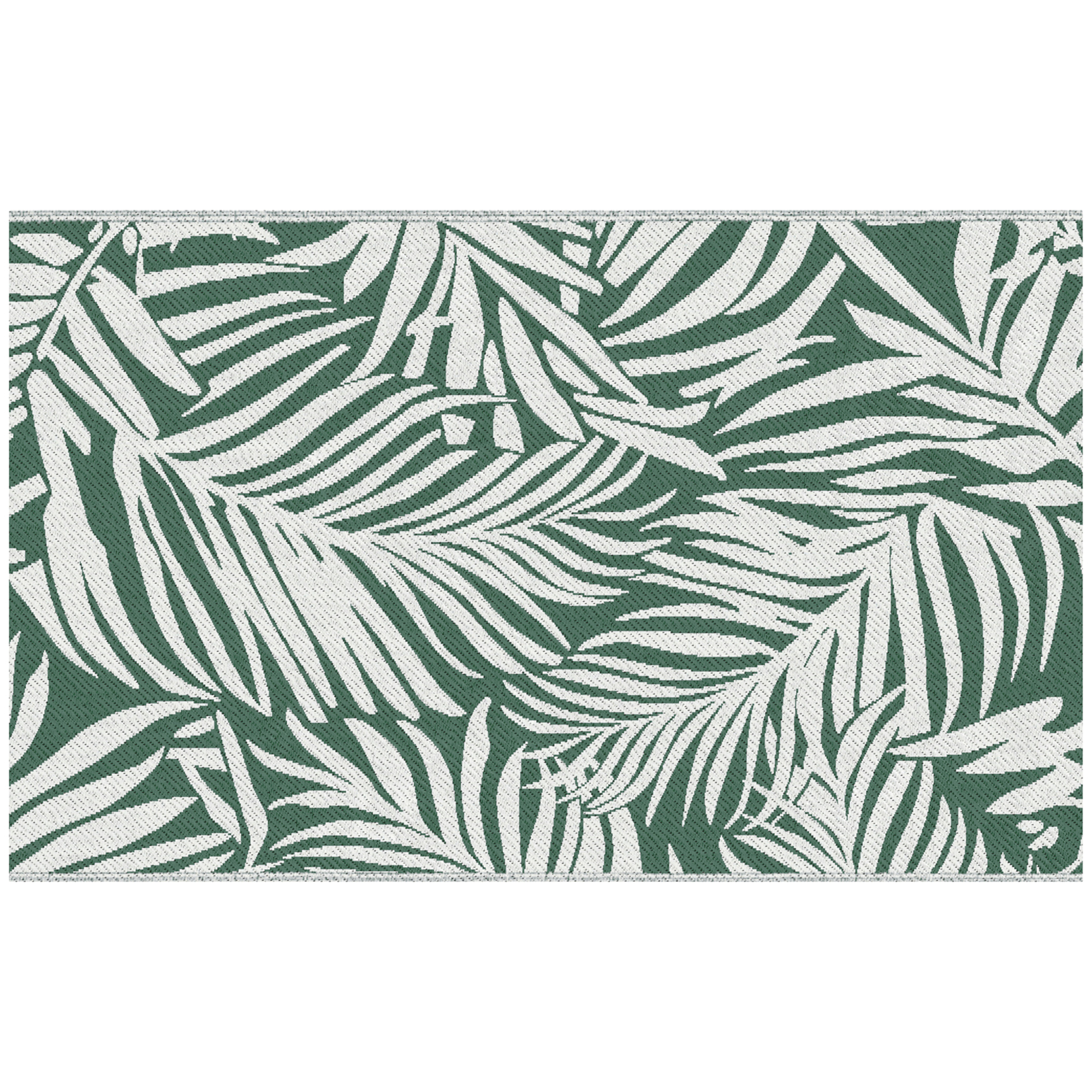Outsunny Outdoor Teppich Wendbares Wetterfest Outdoorteppich Carpet mit Blätter-Muster, Outdoor-Teppich für Wohnzimmer Balkon Garten Terrasse Bad Flur Küche 152 x 243 cm Dunkelgrün Aosom