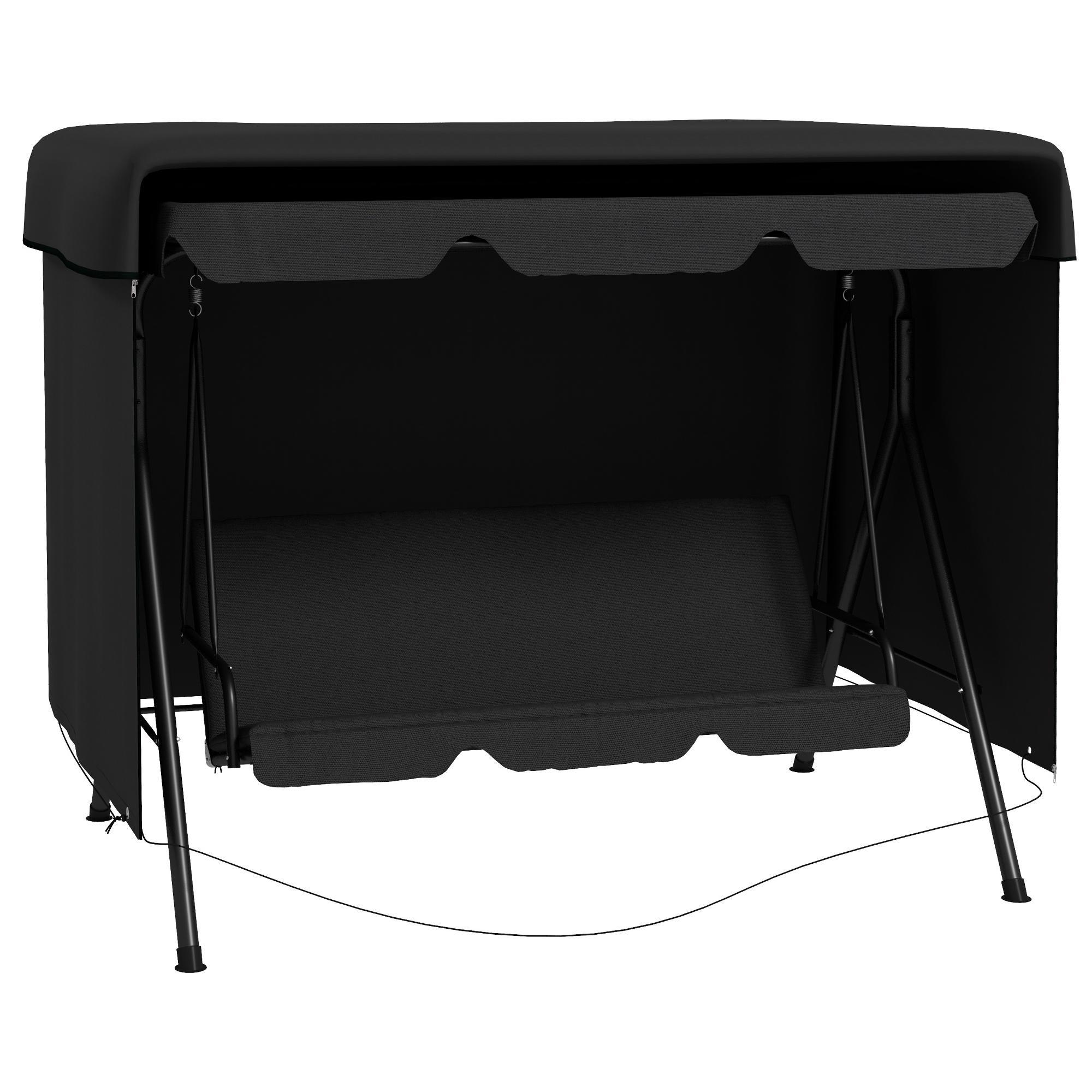 Outsunny Hollywoodschaukel Abdeckung 3 Sitzer, Wasserdicht Winterfest Schutzhülle für Gartenschaukel, Winddicht UV-Beständig Abdeckplane für Gartenmöbel, Hängesessel, 215 x 155 x 150 cm Schwarz   Aosom