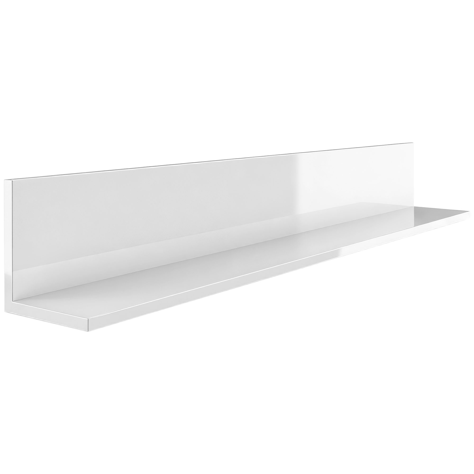 HOMCOM Wandregal für Wohnzimmer und Schlafzimmer, Stärke 1.5 cm, Hängendes Wandregal aus Holz, 127x12x18 cm, Hochglanzweiß   Aosom