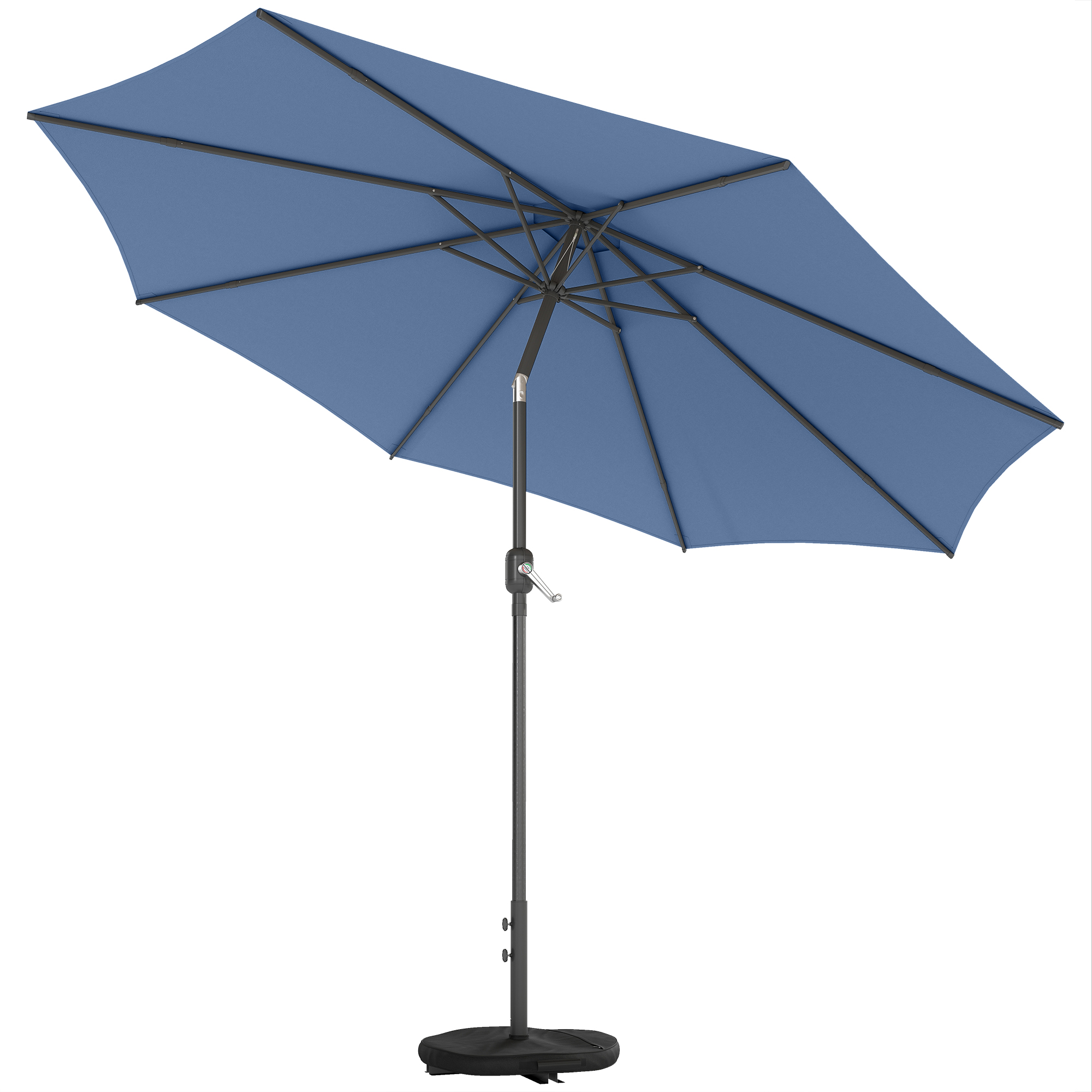 Outsunny Sonnenschirm Ø295 cm, UV 30+Sonnenschirm runder Balkonschirm Strandschirm Marktschirm Kurbelschirm Sonnenschutz für Strand Balkon Garten, Blau Aosom