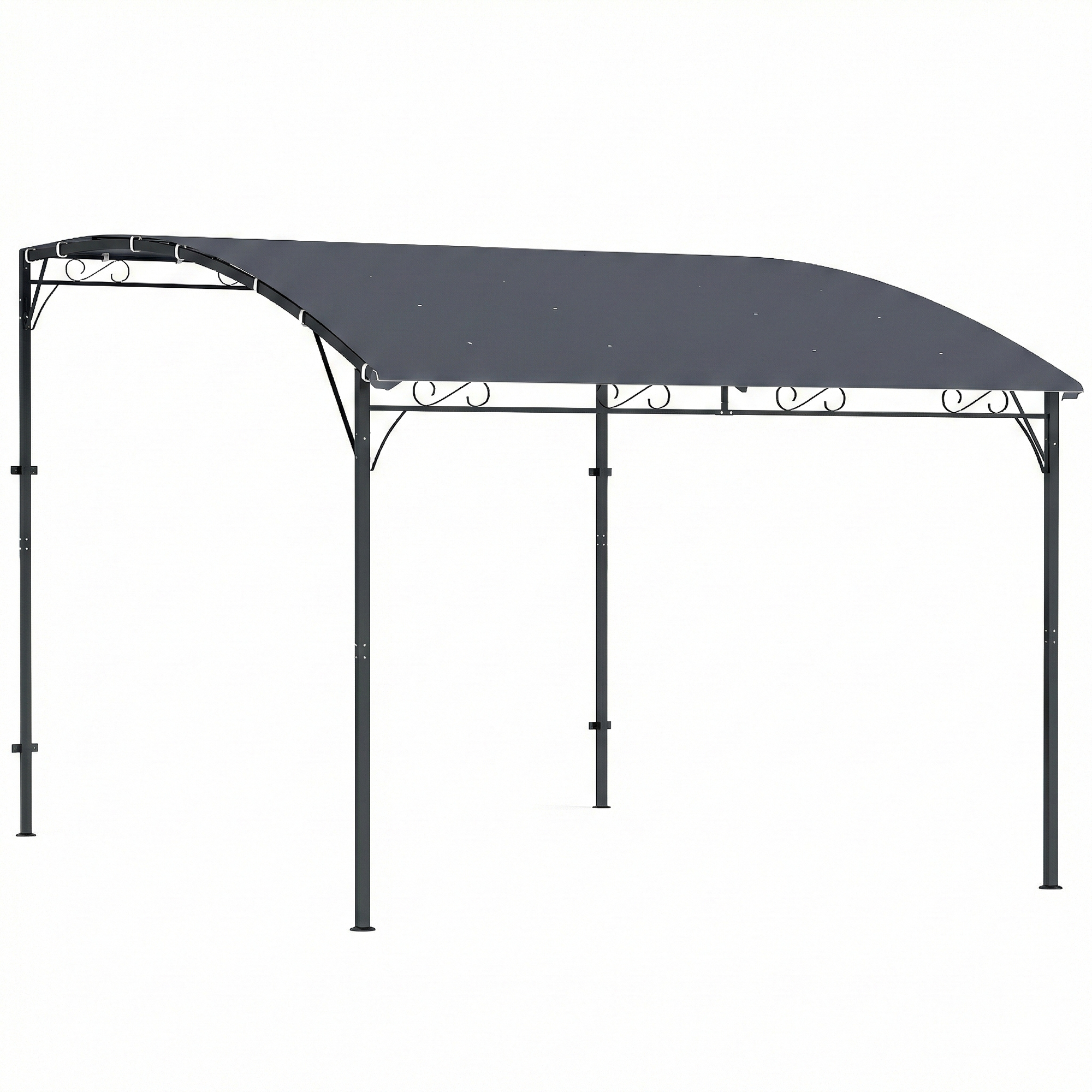 Outsunny Anbaupavillon Pergola mit Metallgestell Dach, wetterfest Pavillon Vordach, wandmontiert Gartenpavillon Terrassenpavillon Überdachung Partyzelt für Terrasse Garten 2,86 x 3,84 x 2,52 m Grau Aosom
