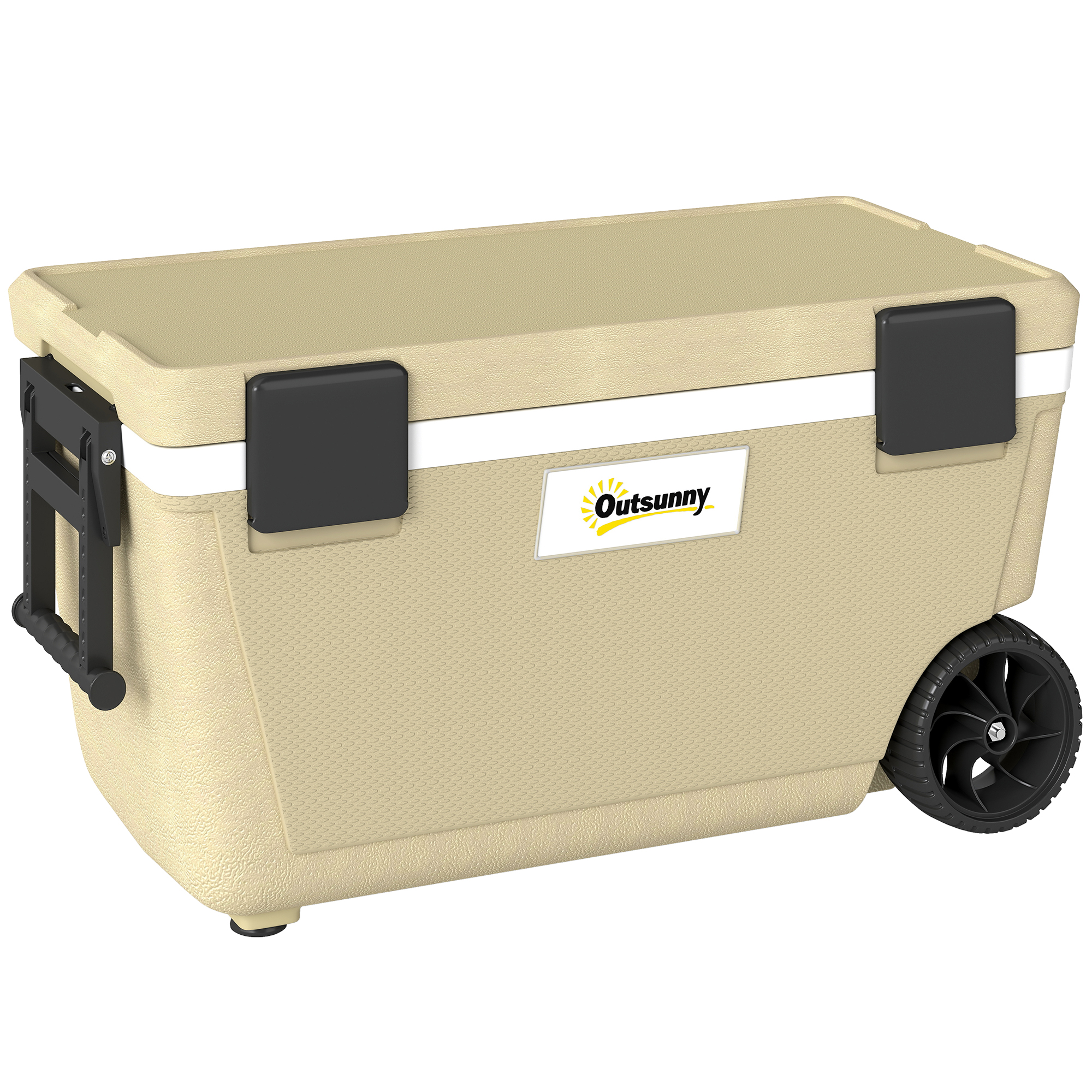 Outsunny Kühlbox 70L Große Passive Thermobox bis zu 72 Std. Kühlung, mit PU-Vollschaumisolierung Rädern Ablassventil Griff, Tragbare Kühlbox aus Kunststoff, ohne Strom, für Camping Picknick   Aosom
