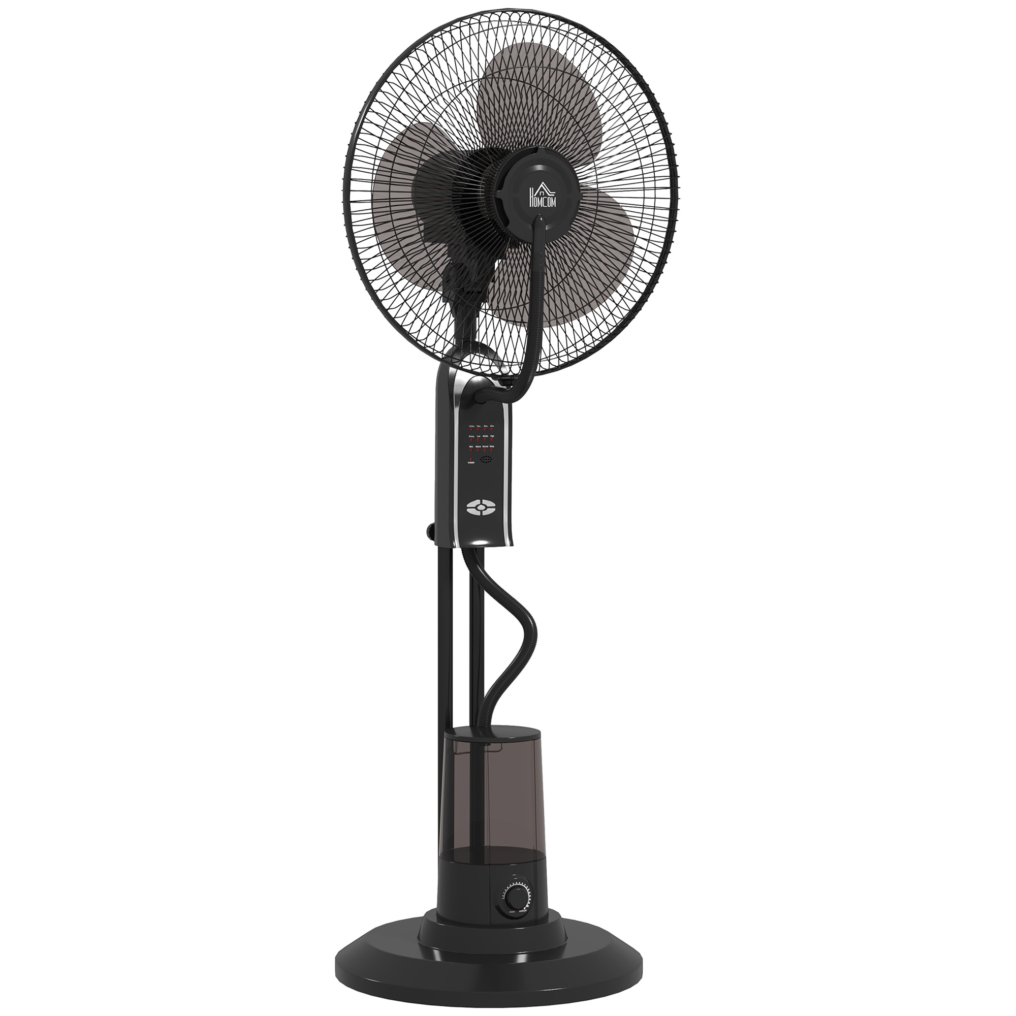 HOMCOM Ventilator mit Wasserkühlung, Luftbefeuchter, 10° Neigbar Standventilator inkl. Sprühnebel, 3 Modi, Fernbedienung, Timer, 70° Oszillierend und 3 Geschwindigkeitsstufen 75W, Schwarz Aosom