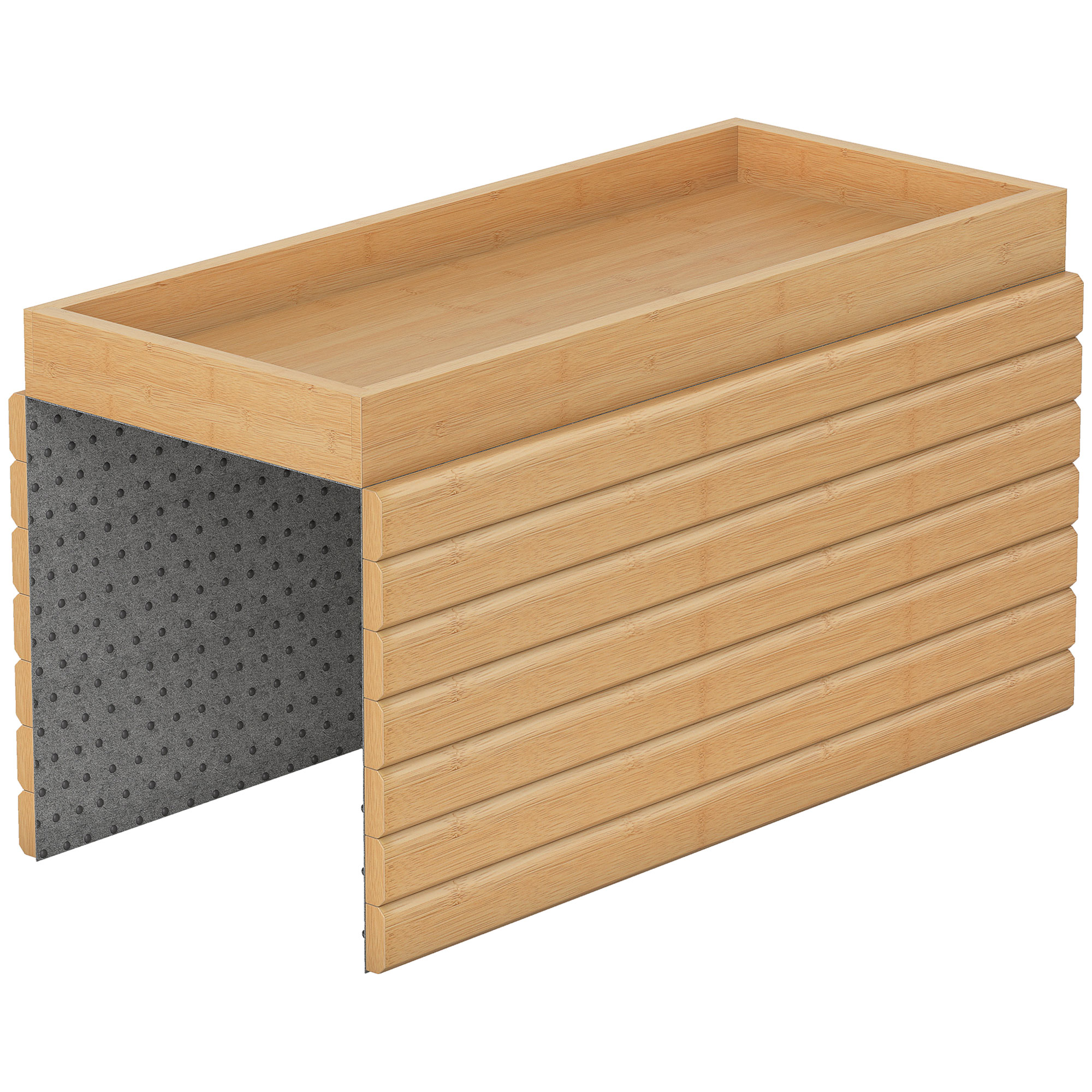 HOMCOM Sofatablett Armlehne Bambus Klappbar Sofa Tablett mit Getränkehalter Anti-Rutsch Sofalehnen Ablage 45 x 33,5 cm Couch Tablett Armlehne Couchtablett Sofa Organizer für Snacks Handy Tasse Aosom