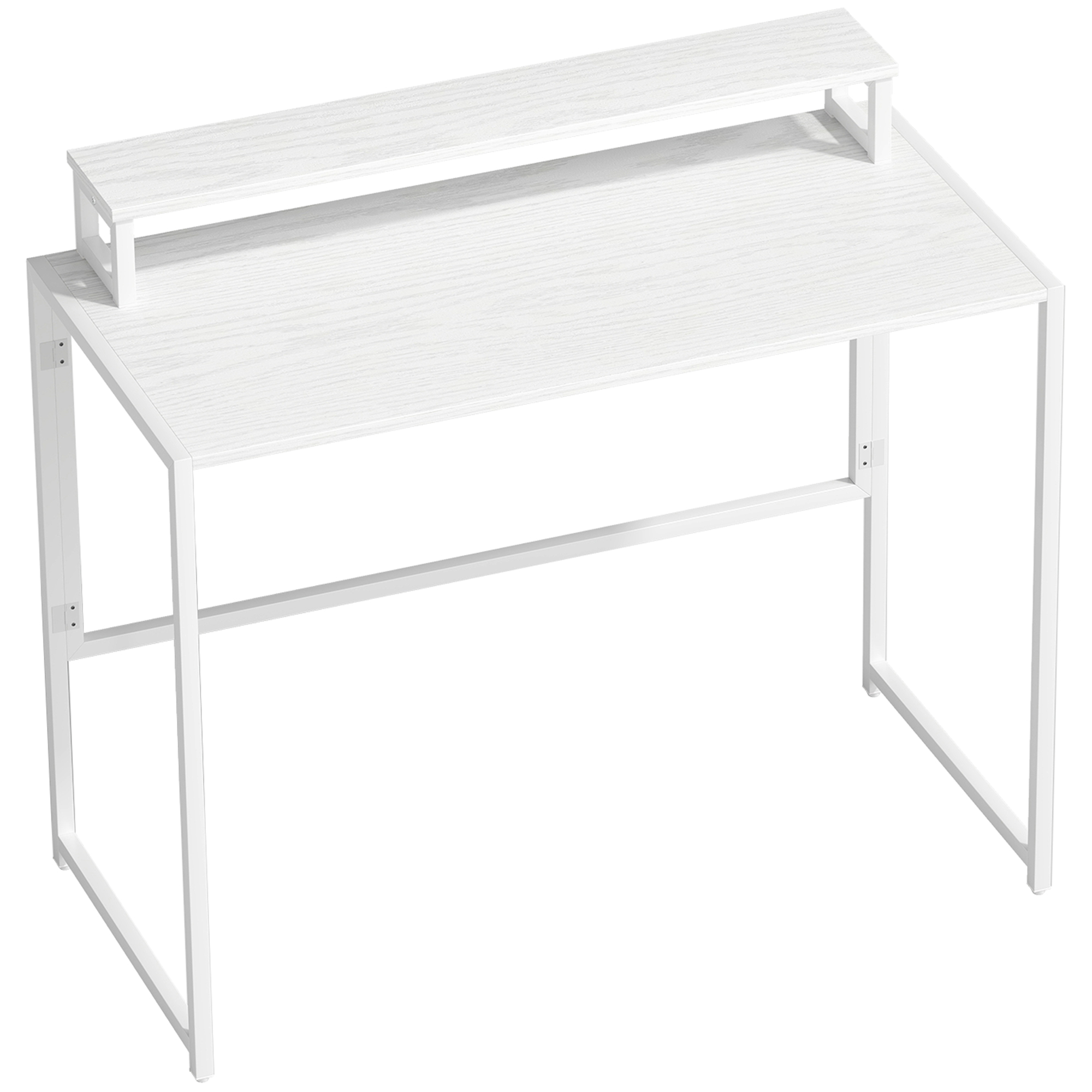 HOMCOM Schreibtisch Klappbar Computertisch Bürotisch mit Monitorhalterung Stahlrahmen für Arbeitszimmer, Schlafzimmer, Home Office, 100 x 48 x 87,5 cm, Weiß Aosom