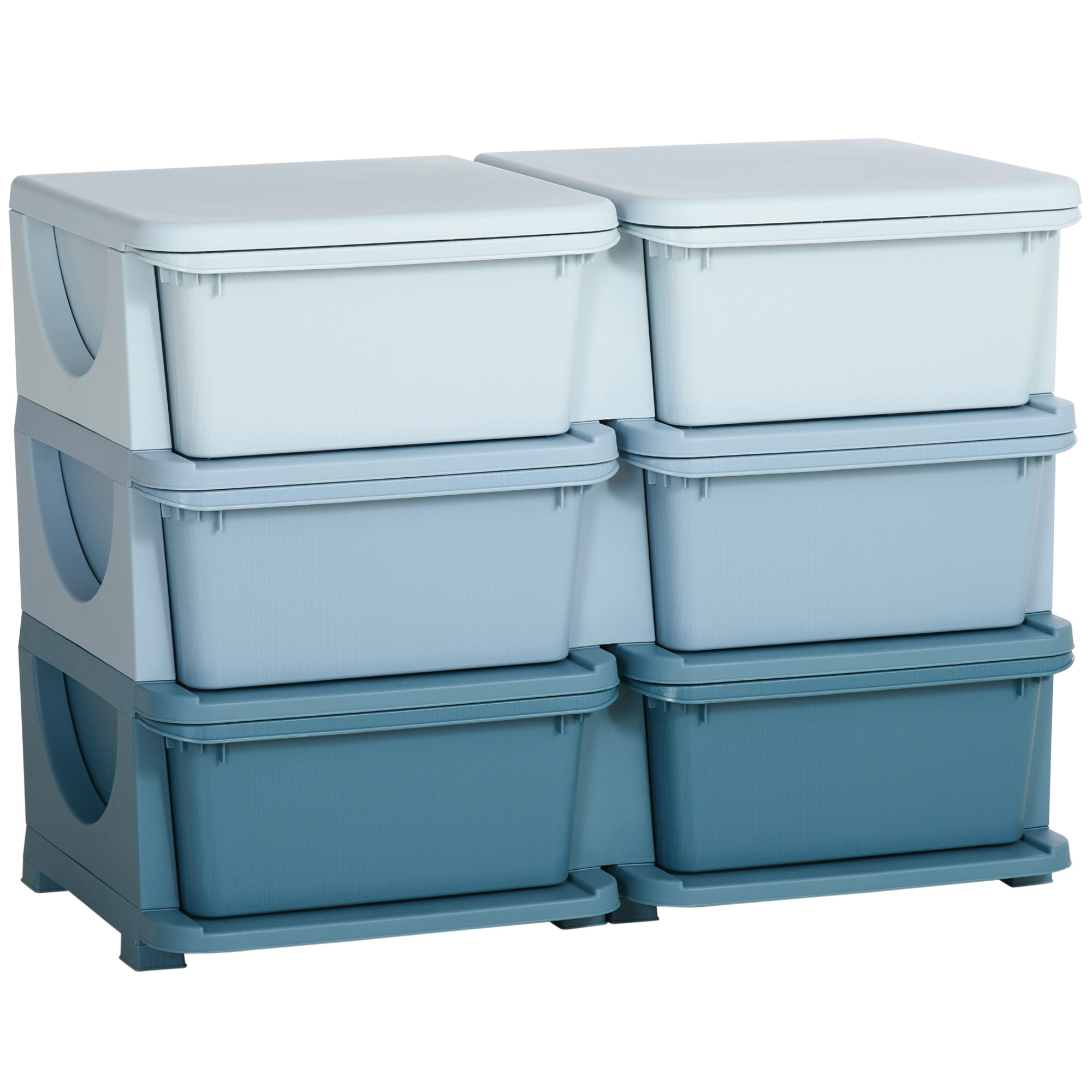 HOMCOM Aufbewahrungsbox Kunststoff, 6 Schubladen, Spielzeug Organizer, Kommode Kinderzimmer, Blau   Aosom