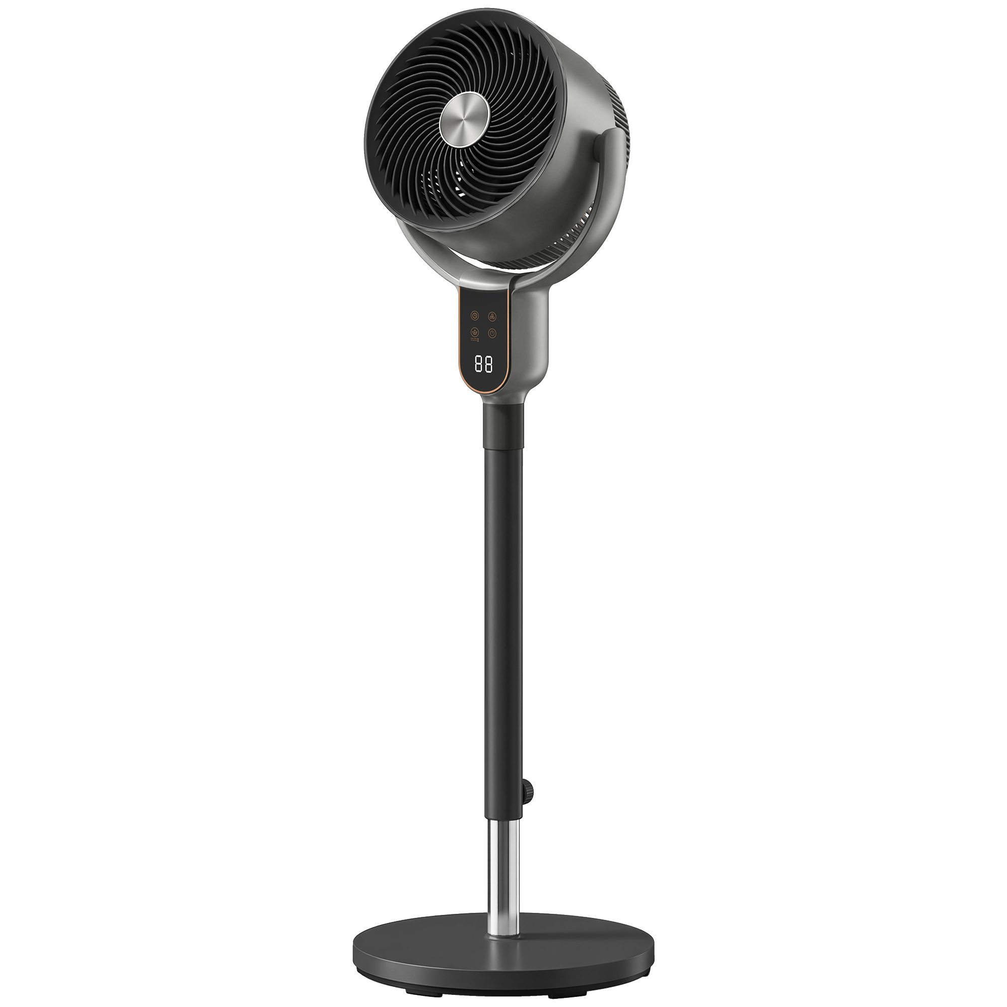 HOMCOM Standventilator mit 8 Geschwindigkeiten, leiser Ventilator 20 dB mit 70°+90° Oszillation, Fernbedienung, LED-Display, 12H-Timer, höhenverstellbar, Grau Aosom