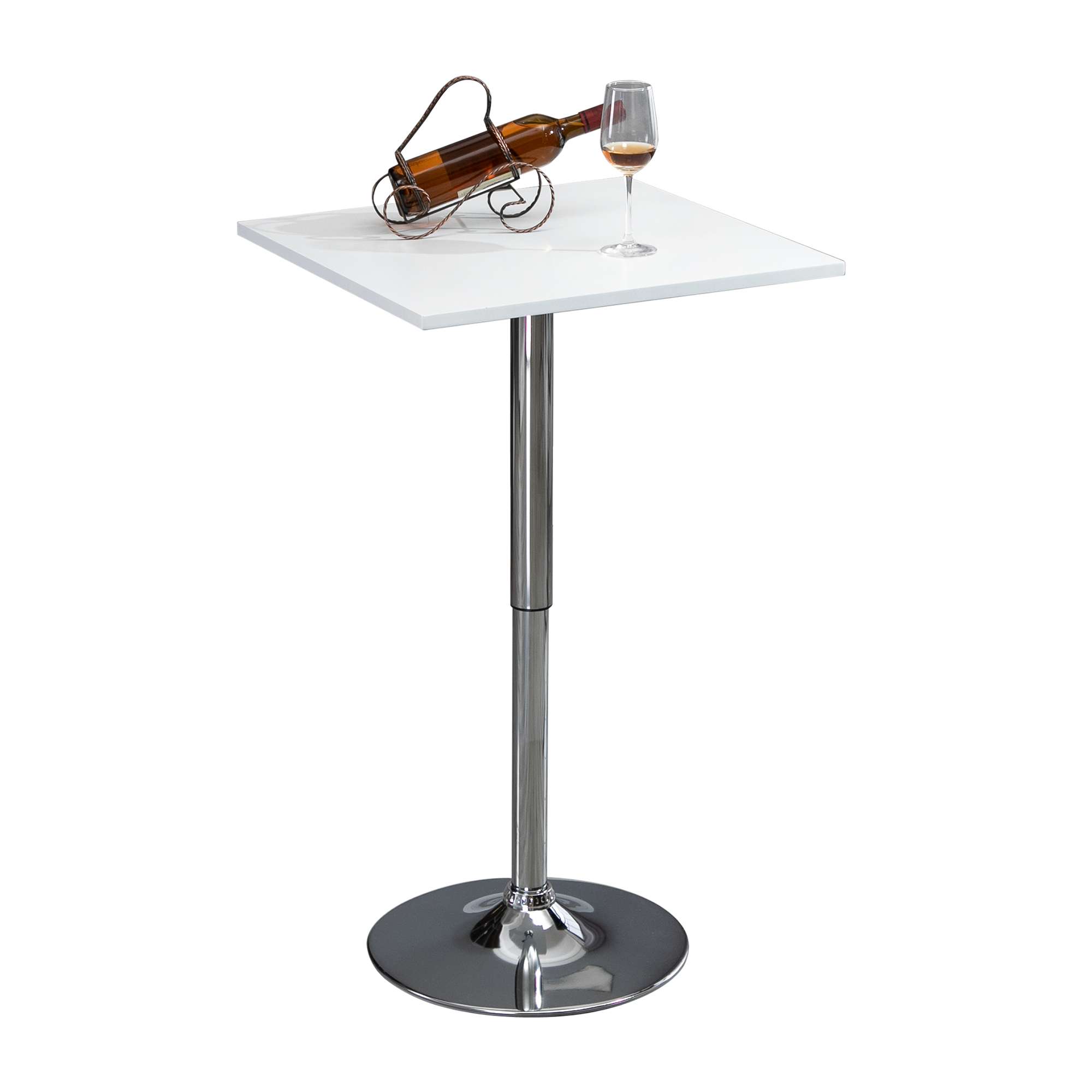HOMCOM Bartisch Höhenverstellbar Stehtisch mit Drehbar Tischplatte, Rutschfest Küchentisch für Wohnzimmer, Esszimmer, Weiß, 60 x 60 x 82-103 cm   Aosom