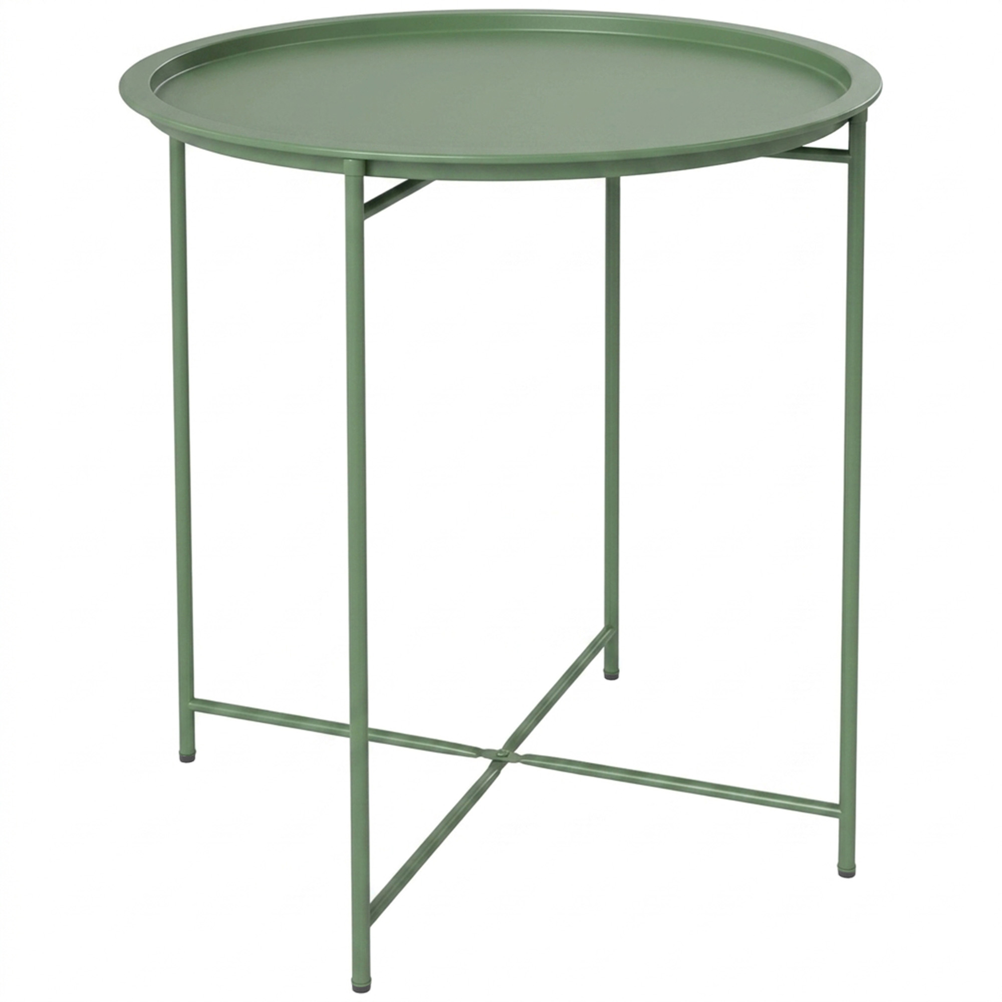 Outsunny Beistelltisch klappbar Gartentisch Ø46 x 50 cm Rund wetterfest Balkontisch mit klappbar Tischbeine Campingtisch Klapptisch Kaffeetisch für Wohnzimmer Büro Outdoor Indoor Grün Aosom