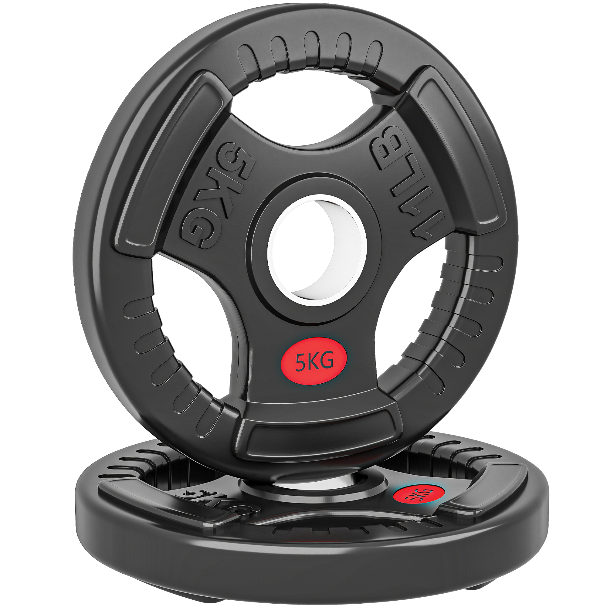SPORTNOW 2er-Set Hantelgewichte, 2 x 5 kg Gewichte, Hantelscheiben-Set, Gewichtsscheiben für 5 cm Hantelstange, Ø 50 mm Bohrung, Schwarz Aosom