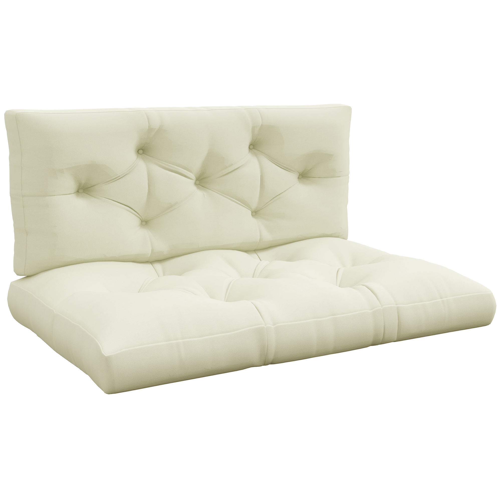 Outsunny 2 Sitzer Palettenkissen 120cm x 80cm x 12cm Bankauflage mit UV-Schutz Sitzkissen Polsterauflage wasserabweisend Gartenbankauflage für Palettensofa, Balkon Cremeweiß Aosom