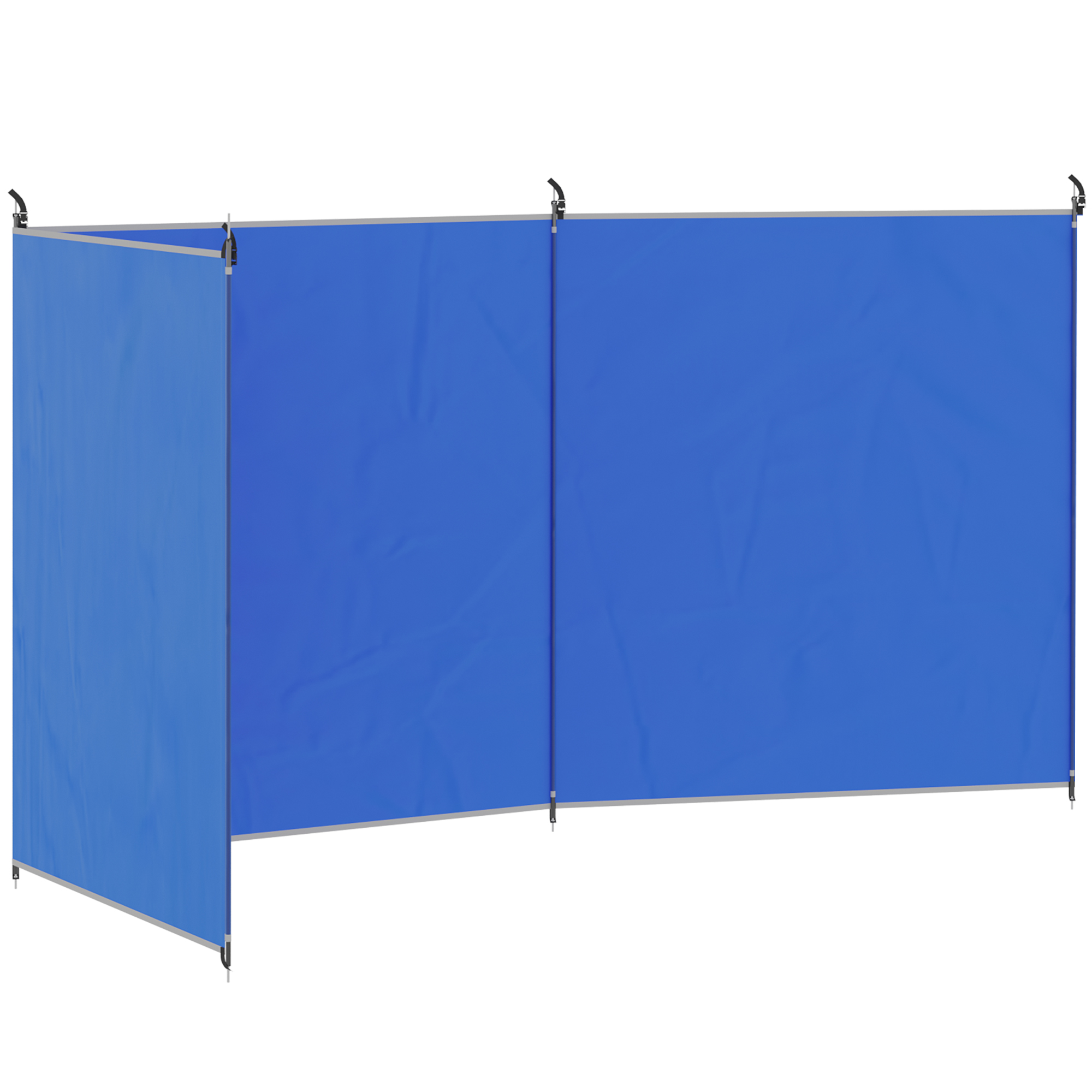 Outsunny Windschutz Camping Sichtschutz mit 4 Stahlstangen Tragetasche Windfang Zaun Strandwindschutz Strandschutz für Camping Garten, Strand, Terrasse 540 x 150 cm Blau   Aosom