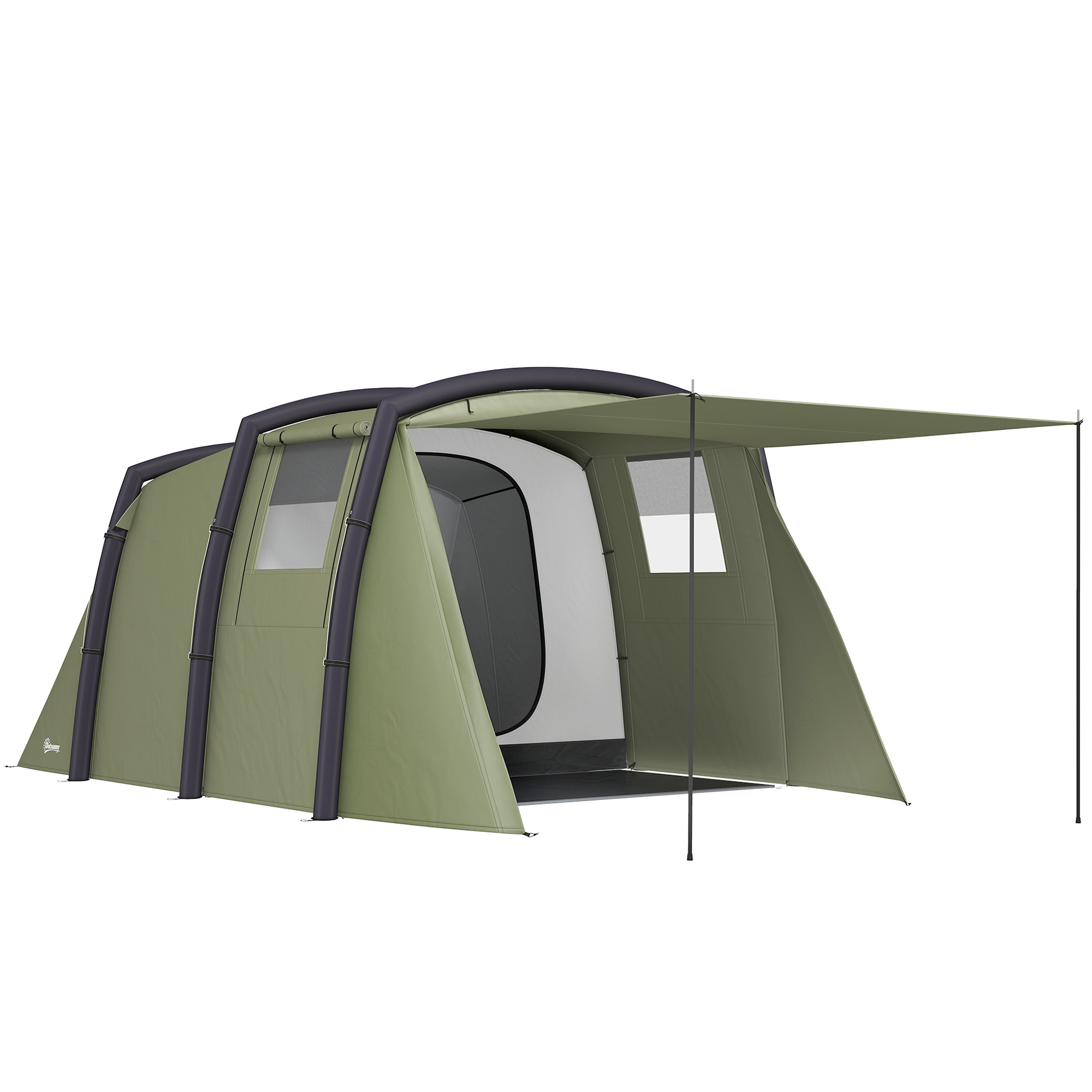 Outsunny Aufblasbares Zelt für 3-6 Personen Outdoor Campingzelt mit Luftpumpe Gampingzelt UV50+ Familienzelt Luftzelt für 3 Jahreszeiten Winddicht Glamping Zelt Schneller Aufbau Aosom