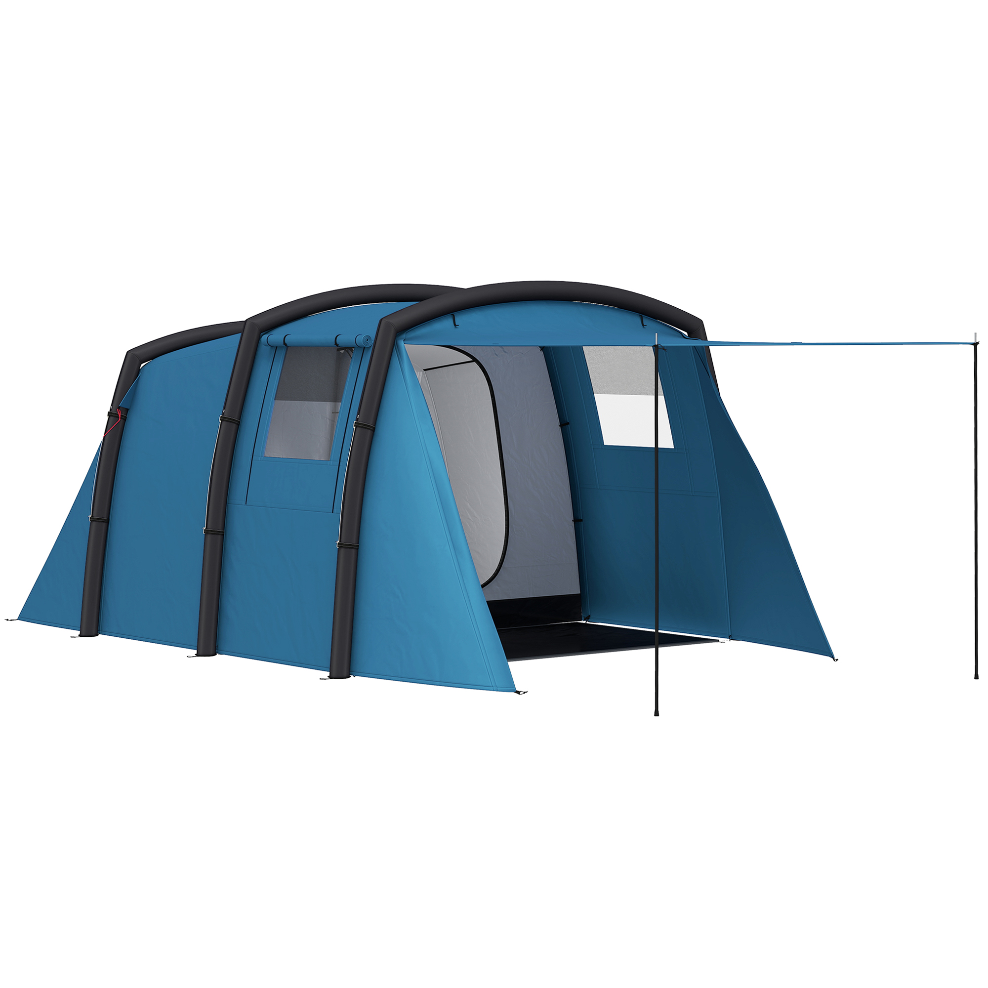 Outsunny Aufblasbares Campingzelt 3-6 Personen Outdoor Tunnelzelt mit Fenstern Tür Bodenplane Aufbewahrungstasche Luftträger Familienzelt UV50+ Luftzelt für 3 Jahreszeiten Winddicht Glamping Zelt Aosom
