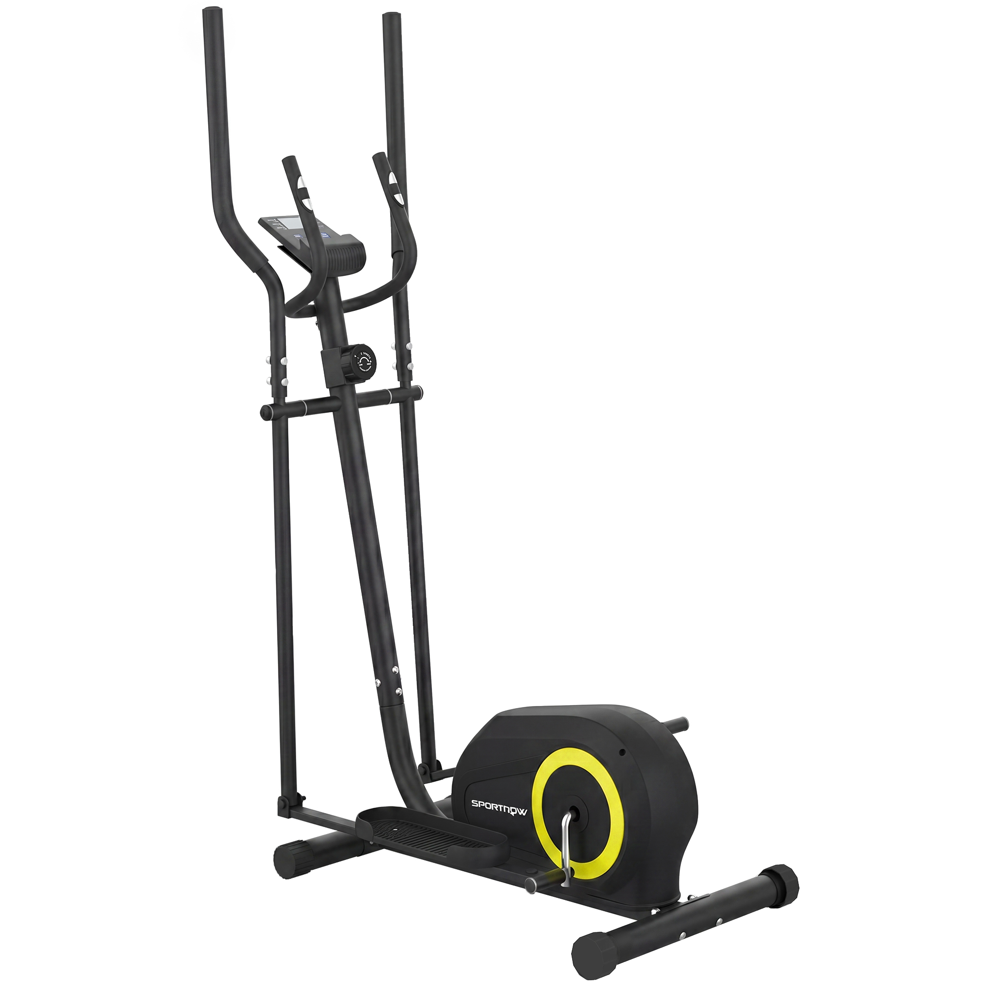 SPORTNOW Ellipsentrainer für Zuhause, leiser magnetischer Crosstrainer mit 8 Widerstandsstufen, Bluetooth-App, Pulssensor, LCD-Display, rutschfeste Pedale, Handyhalter, Rollen, max. 120 kg Aosom