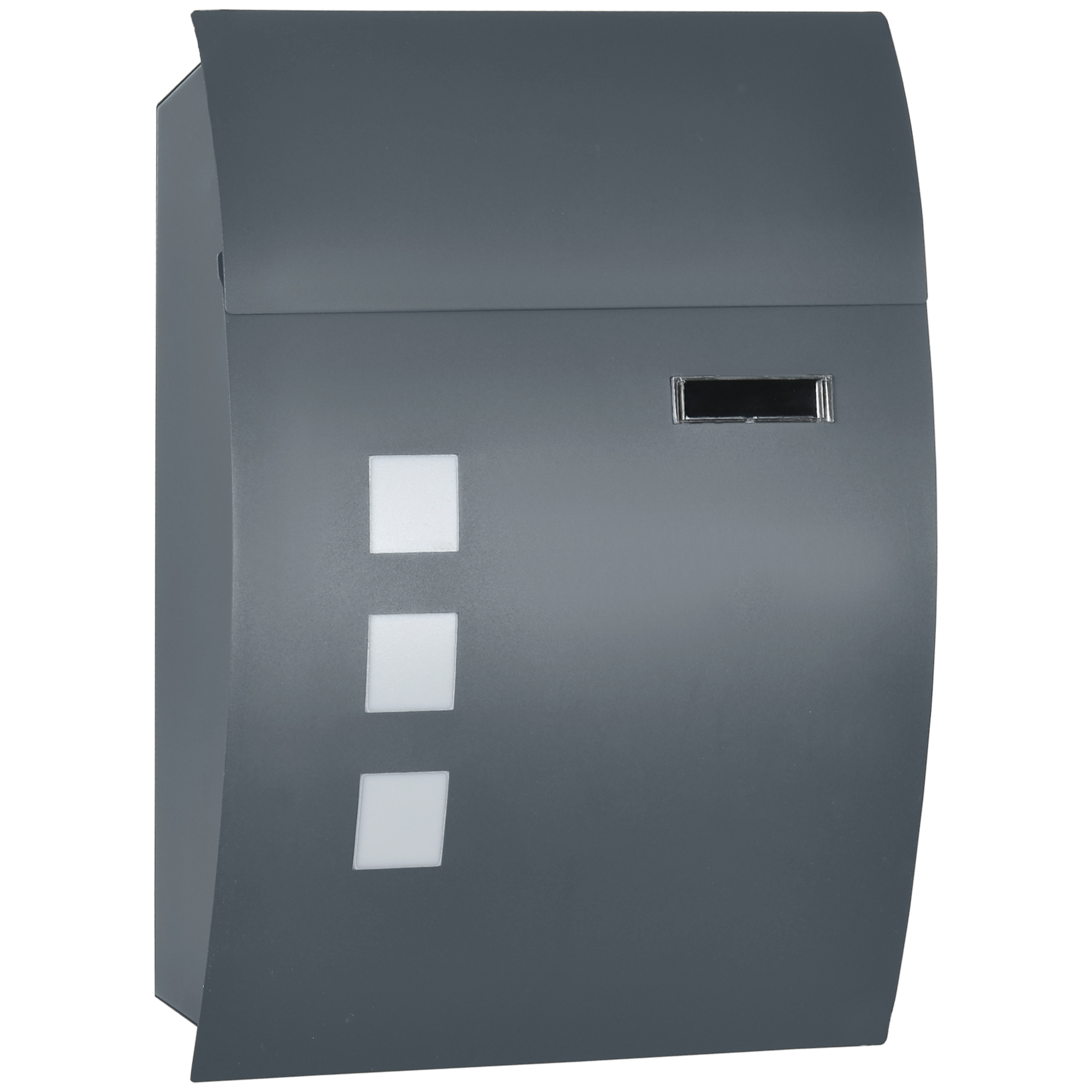 HOMCOM Briefkasten Postkasten mit Deckel, Schloss, Wandbriefkasten mit Sichtfenster Wasserloch aus Verzinktem Stahl, für Outdoor, 32 x 10 x 45 cm, Dunkelgrau Aosom