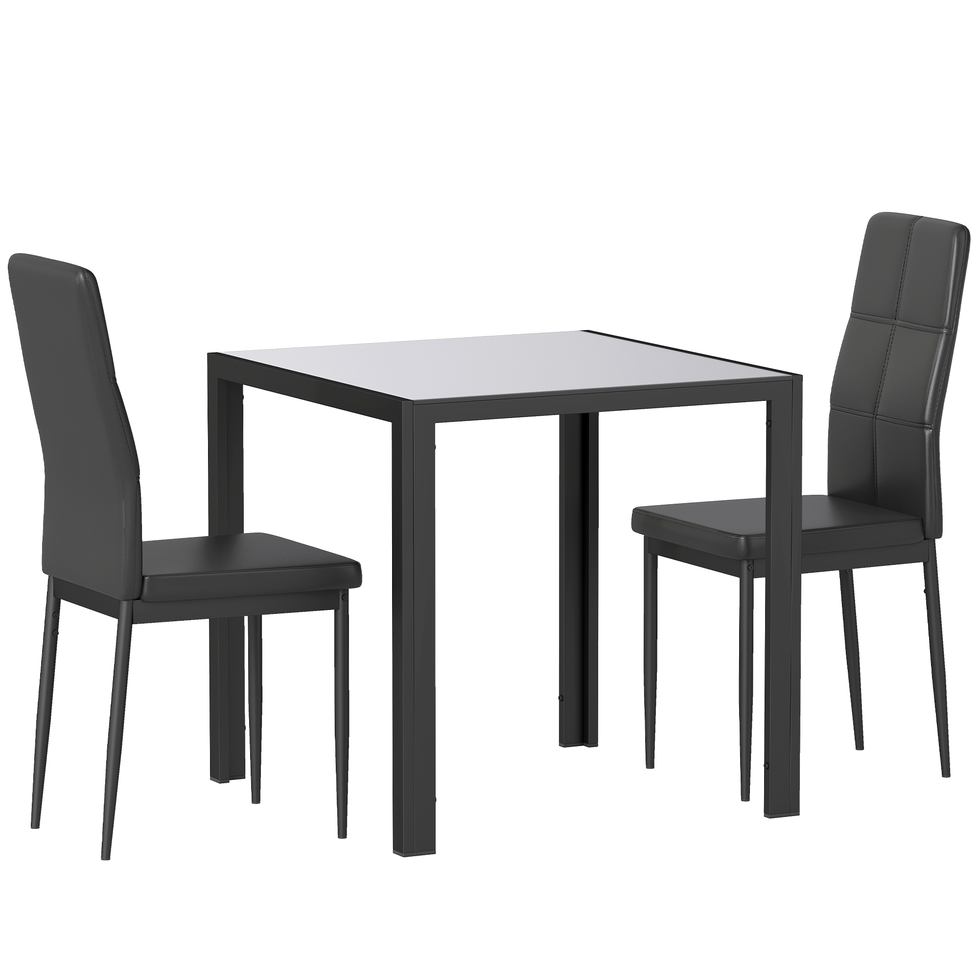 HOMCOM Essgruppe Esstisch mit 4 Stühlen Platzsparend Esszimmergruppe Sitzgruppe Küchentisch-Set für Esszimmer, Küche Schwarz   Aosom
