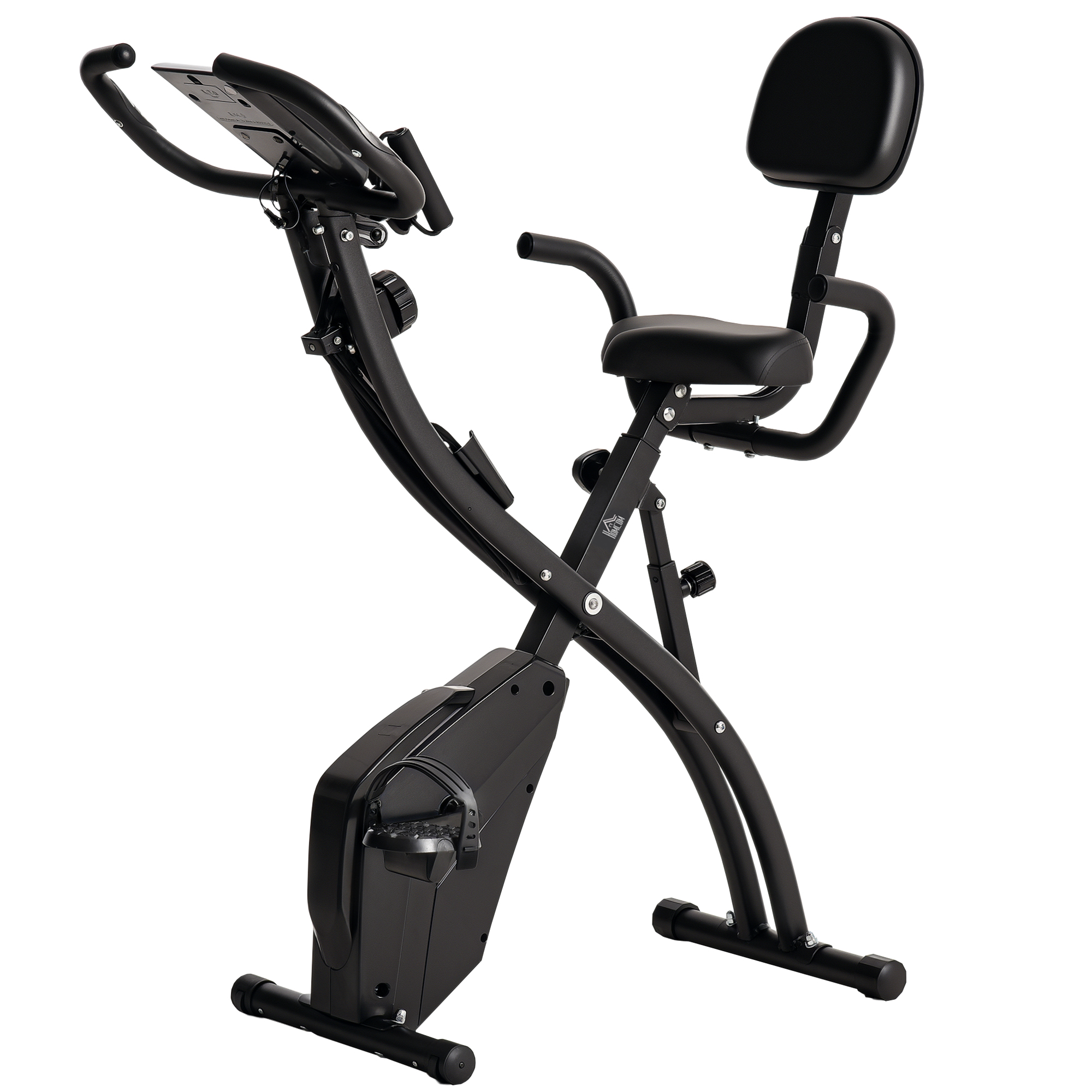 HOMCOM Heimtrainer, 2-in-1 Fahrradtrainer, Hometrainer, klappbarer Trimmrad mit 8 stufig einstellbarem Magnetwiderstand, 1 Paar Spannseil Aosom