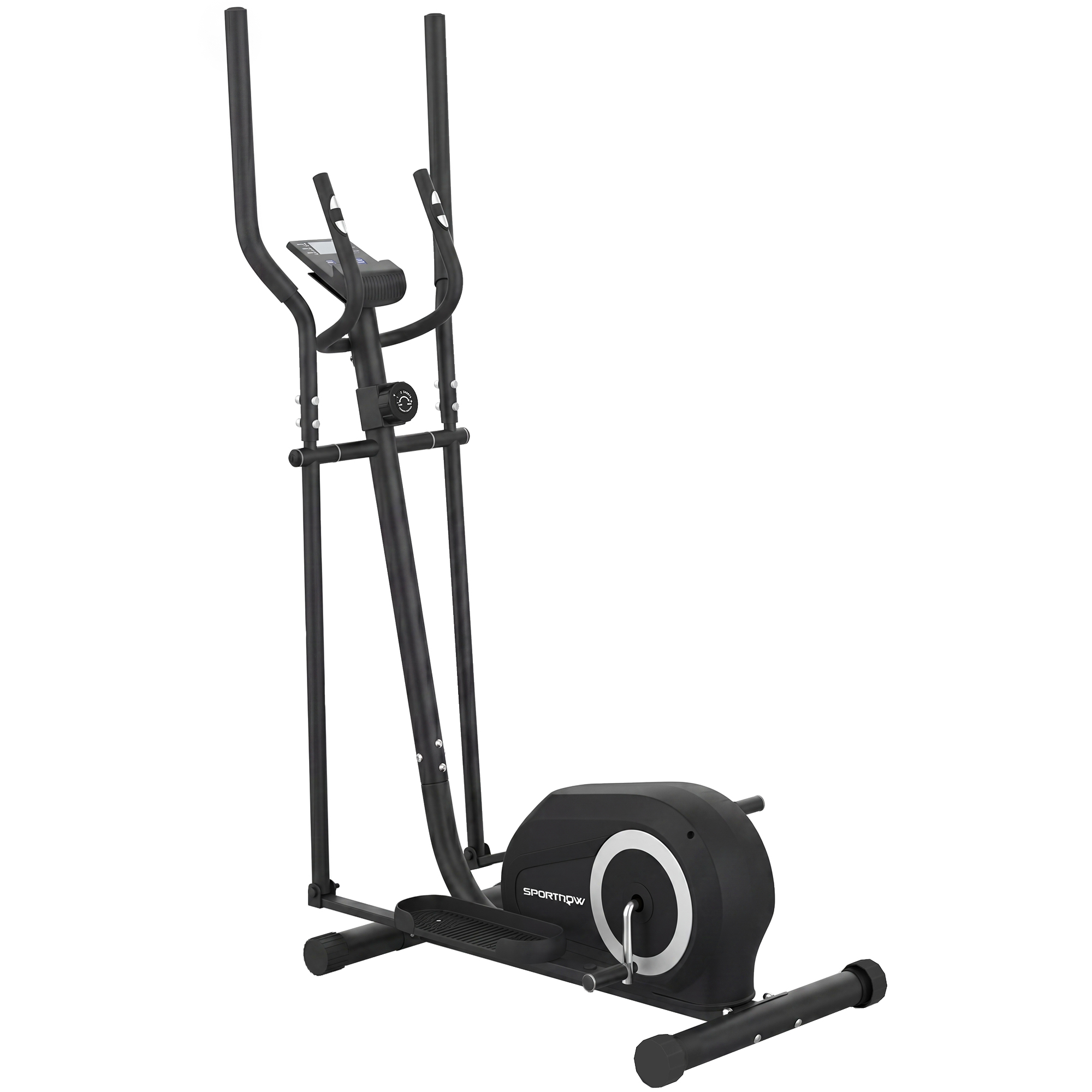 SPORTNOW Crosstrainer für Zuhause Magnetischer Ellipsentrainer mit Bluetooth, App-Kompatibilität 8 Widerstandsstufen Schwungrad LCD-Monitor, Pulssensor, Rollen Heimtrainer belastbar bis 120 kg   Aosom