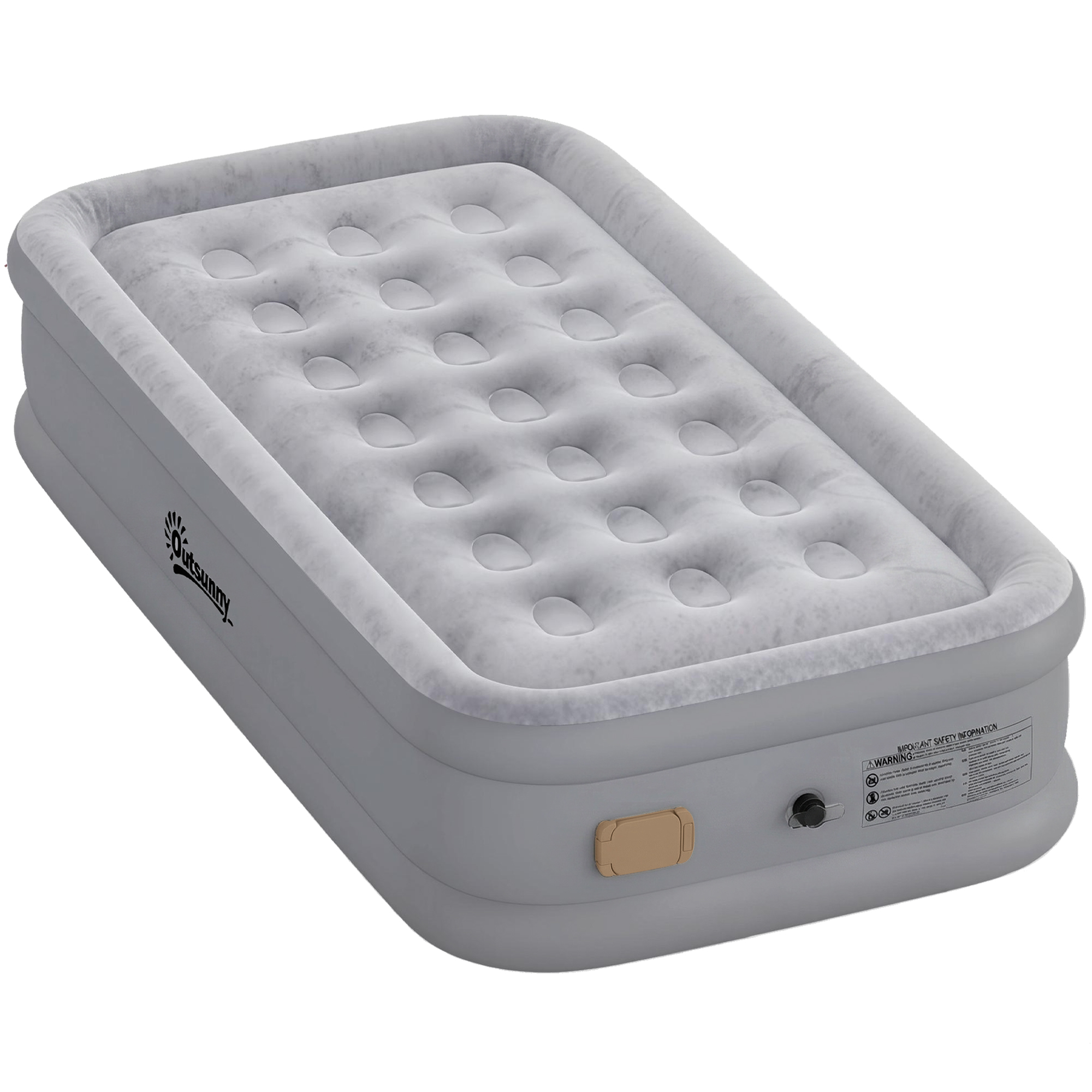 Outsunny Luftmatratze 1 Person Selbstaufblasend Luftbett mit Integrierter elektrischer Pumpe in 3 Minuten Komfortable Beflockte Oberfläche Tasche, Wasserdicht Gästebett für Camping Zuhause 190x97x39cm Aosom