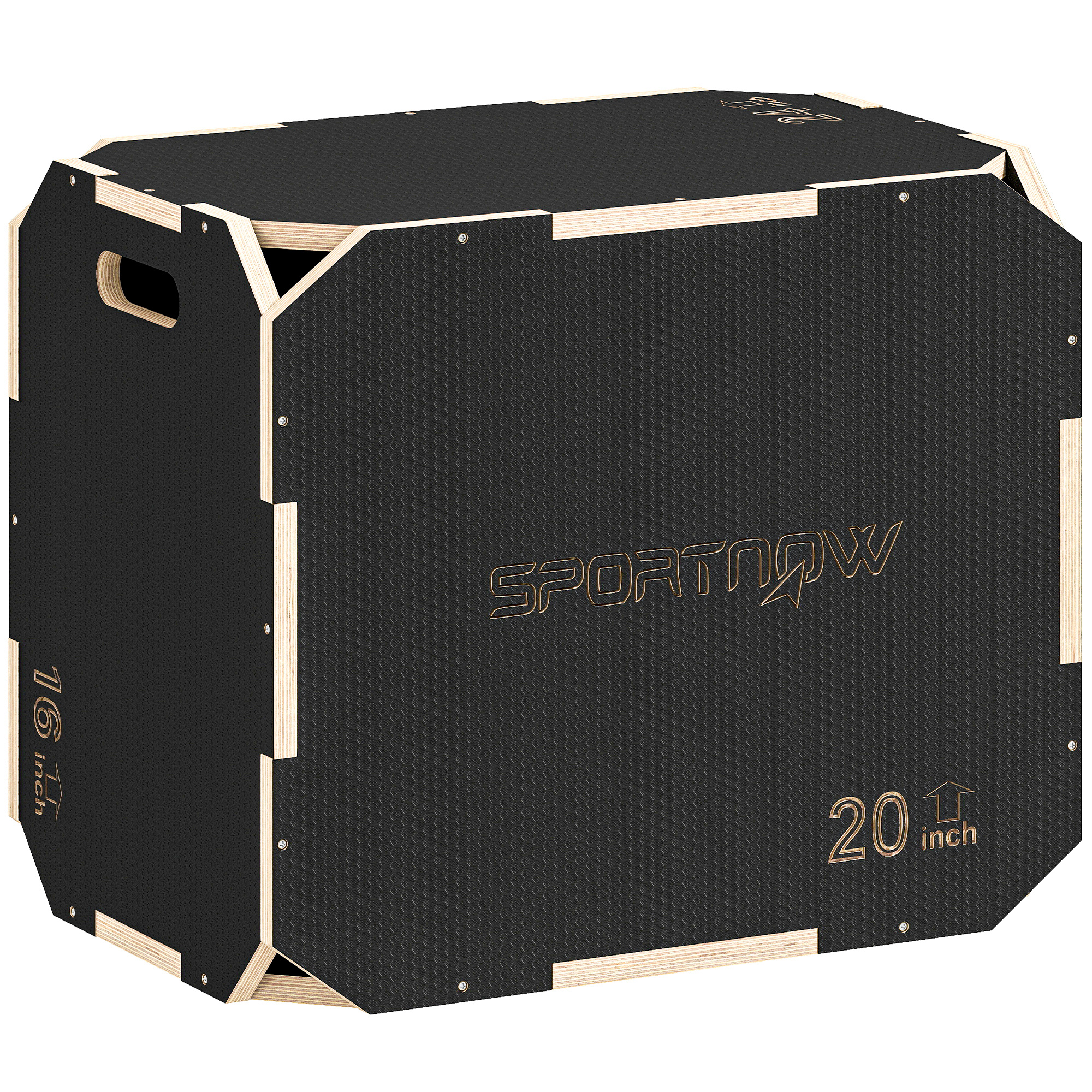 SPORTNOW 3-in-1 Plyo Box Plyometrische Sprungbox mit 3 Sprunghöhen Griffen Kantenfreie Step-Up Jumping Box 61 x 51 x 41 cm Plyometric Platform Fitnessgerät für Plyometrisches Training Workout Aosom