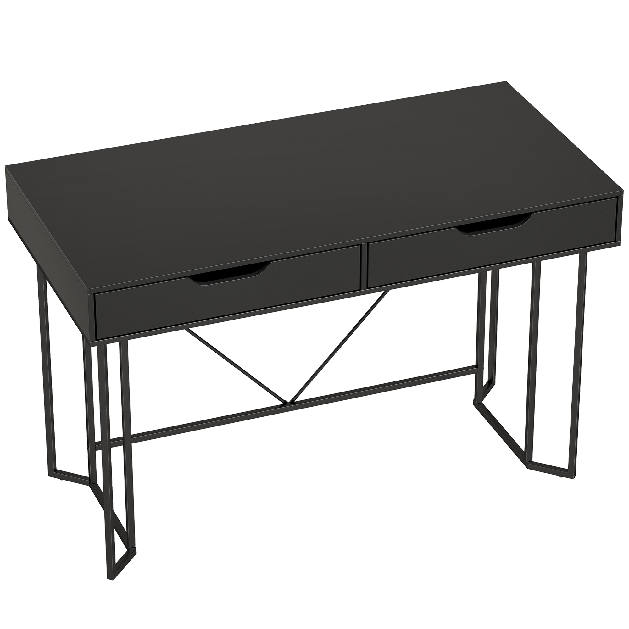 HOMCOM Schreibtisch Computertisch mit 2 Schubladen Bürotisch im Modern-Design, Metallgestell für Arbeitszimmer Schlafzimmer Home Office, 120 x 60 x 77 cm Schwarz   Aosom