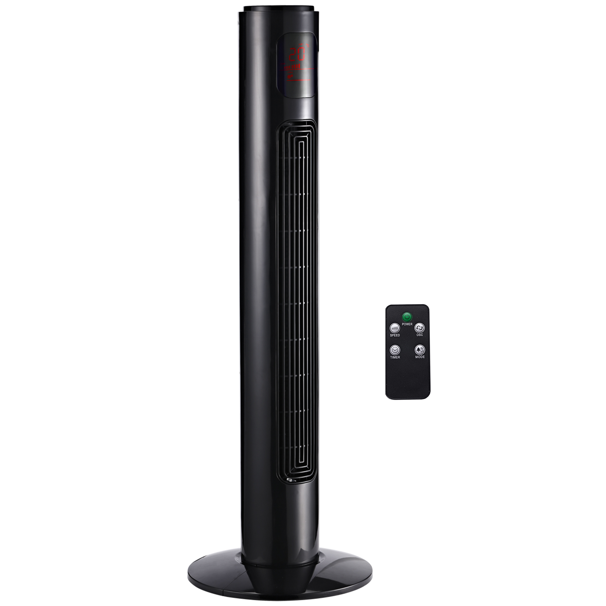 HOMCOM Turmventilator mit Fernbedienung 70° oszillierender 96 cm Standventilator Säulenventilator 45 W mit 3 Modi 3 Geschwindigkeiten Timer Schwarz   Aosom