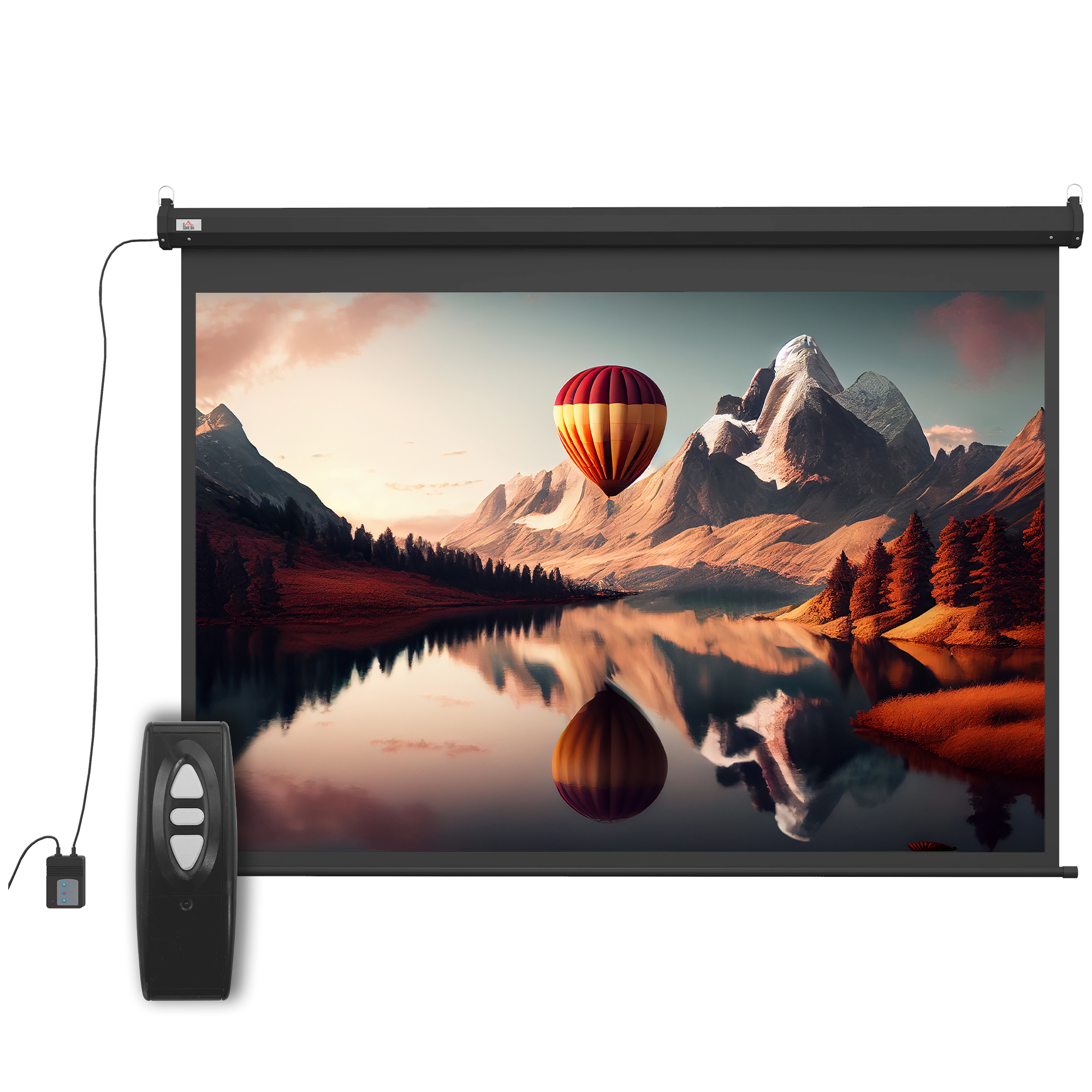 HOMCOM Beamer Leinwand 84' 171 x 130 cm 4:3 HD 4K Elektrische Projektionsleinwand mit Fernbedienung Motor Leinwand für Heimkino oder Präsentationen Schwarz Aosom