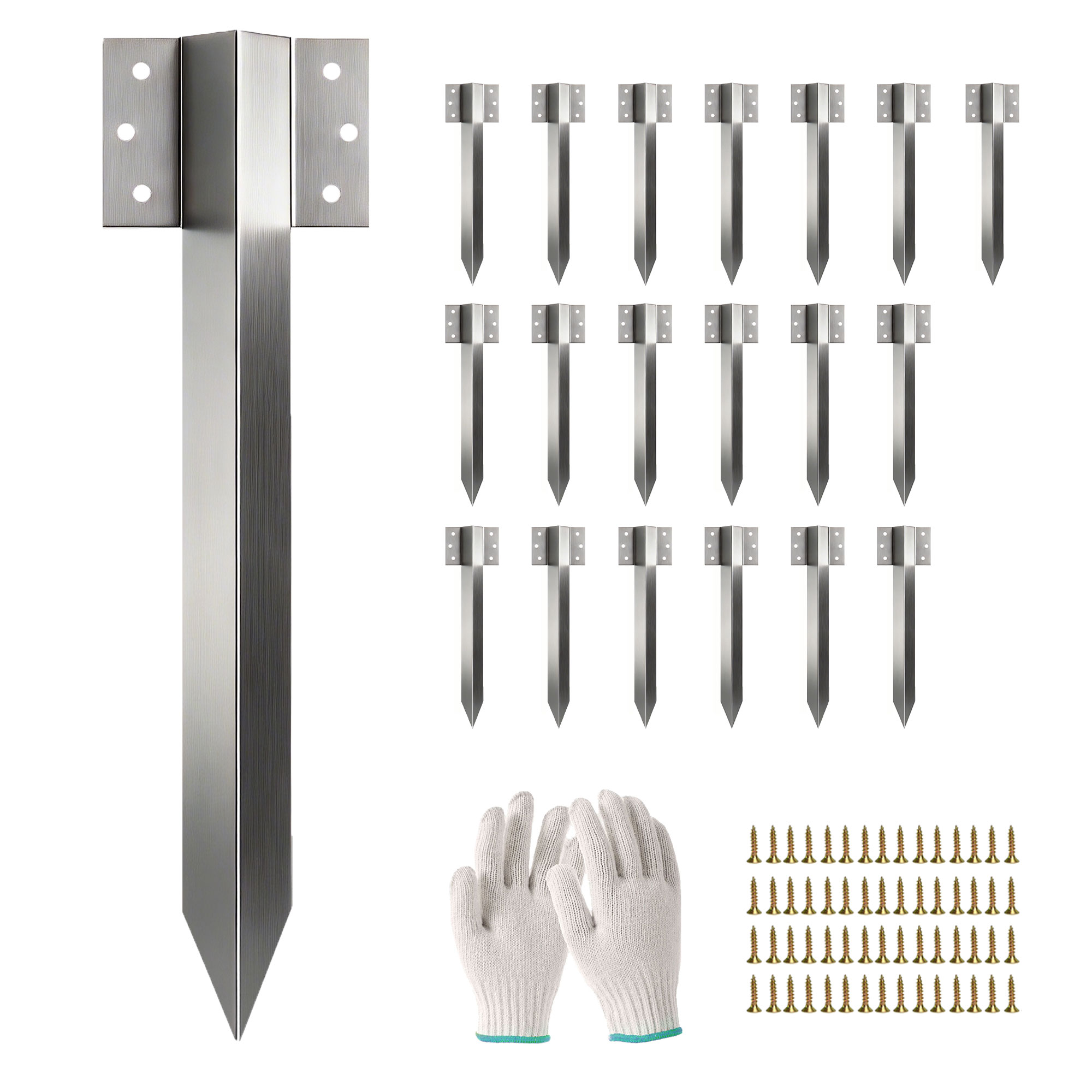 Outsunny Eisenbahnschwellen-Halterungen, Metall-Garten-Hochbeetpfähle mit Schrauben & Handschuhen, Schwellen-Halterungen für Einfahrten, Garten, Hochbeete, Landschaftsbau, 20 Stück   Aosom