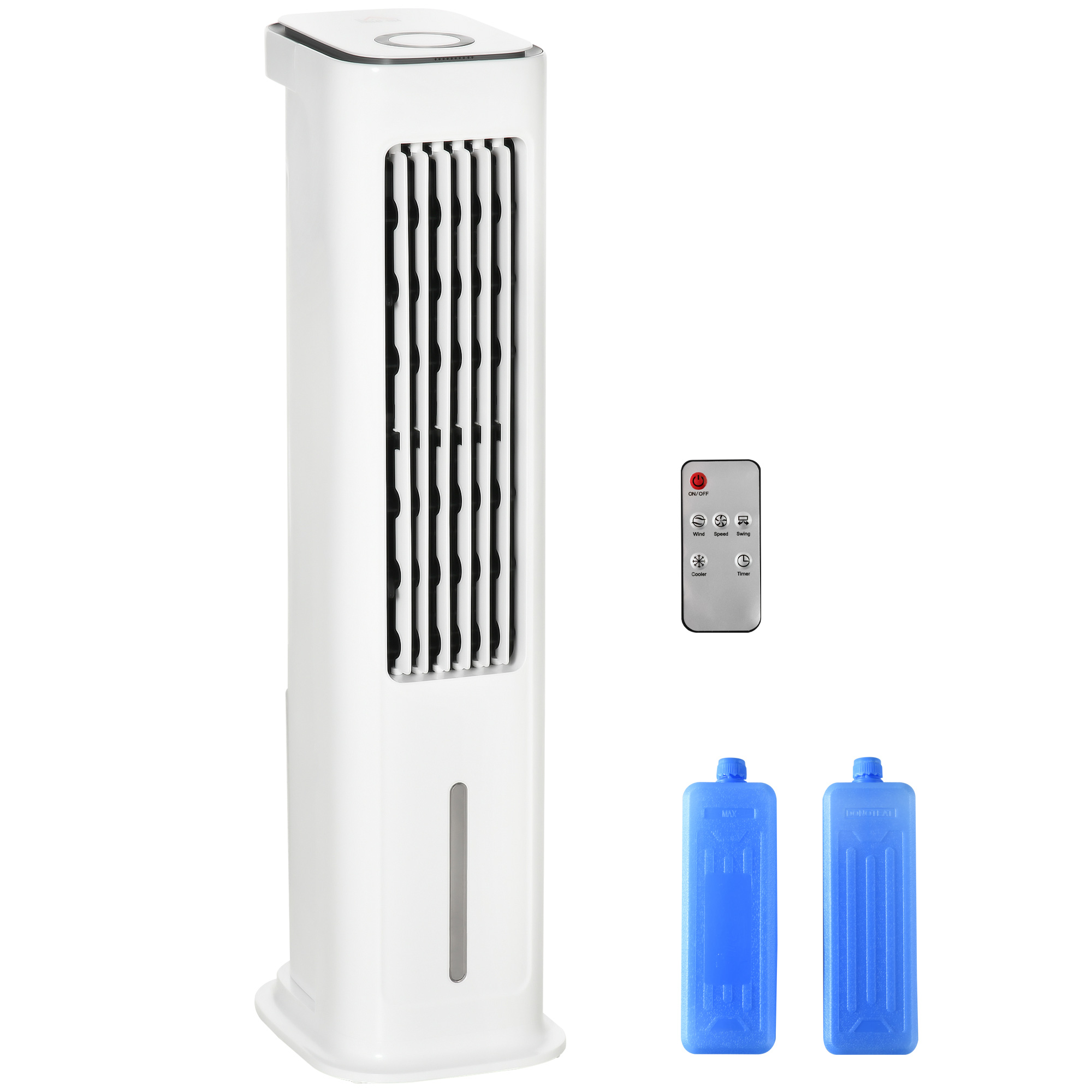 HOMCOM 2 in 1 Luftkühler mit Wasserkühlung 7L Wassertank 60°oszillierendes Ventilator mit 12h Timer, Fernbedienung, LED-Touch-Anzeige, für 20 ㎡ Aosom