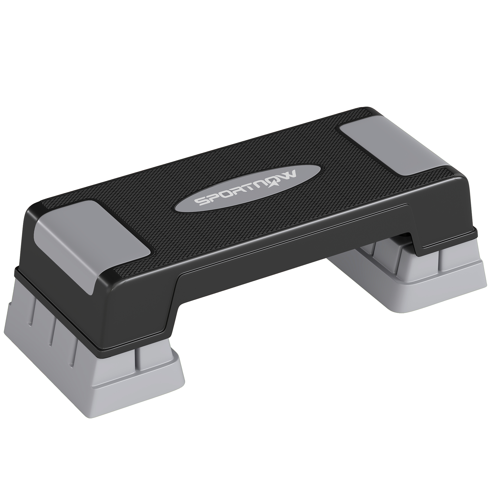 SPORTNOW Aerobic-Stepper 3 Stufen, höhenverstellbar 12/17,5/22,5 cm, rutschfeste Oberfläche, belastbar bis 250 kg, Aerobic-Stepper für Zuhause und Fitnessstudio, Grau Aosom