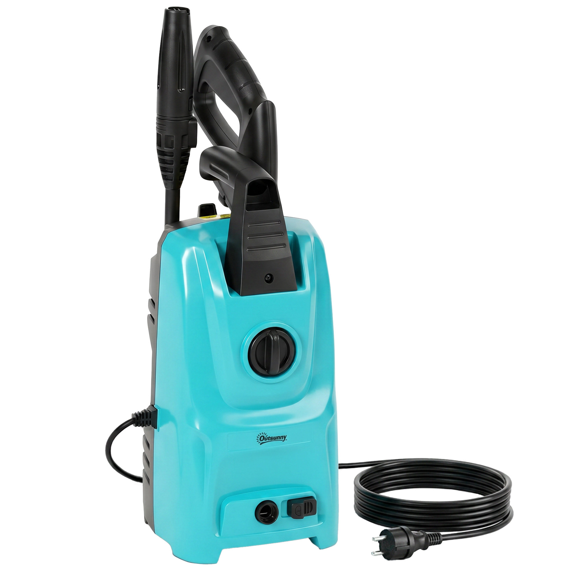 Outsunny Hochdruckreiniger 1500 W, 120 bar, Max. Fördermenge 390 l/h, Elektrischer Hochdruckreiniger mit verstellbarer Düse und Pistole, 6 m Schlauch, Aluminium-Pumpe, für Auto, Haushalt & Garten, Blau Aosom