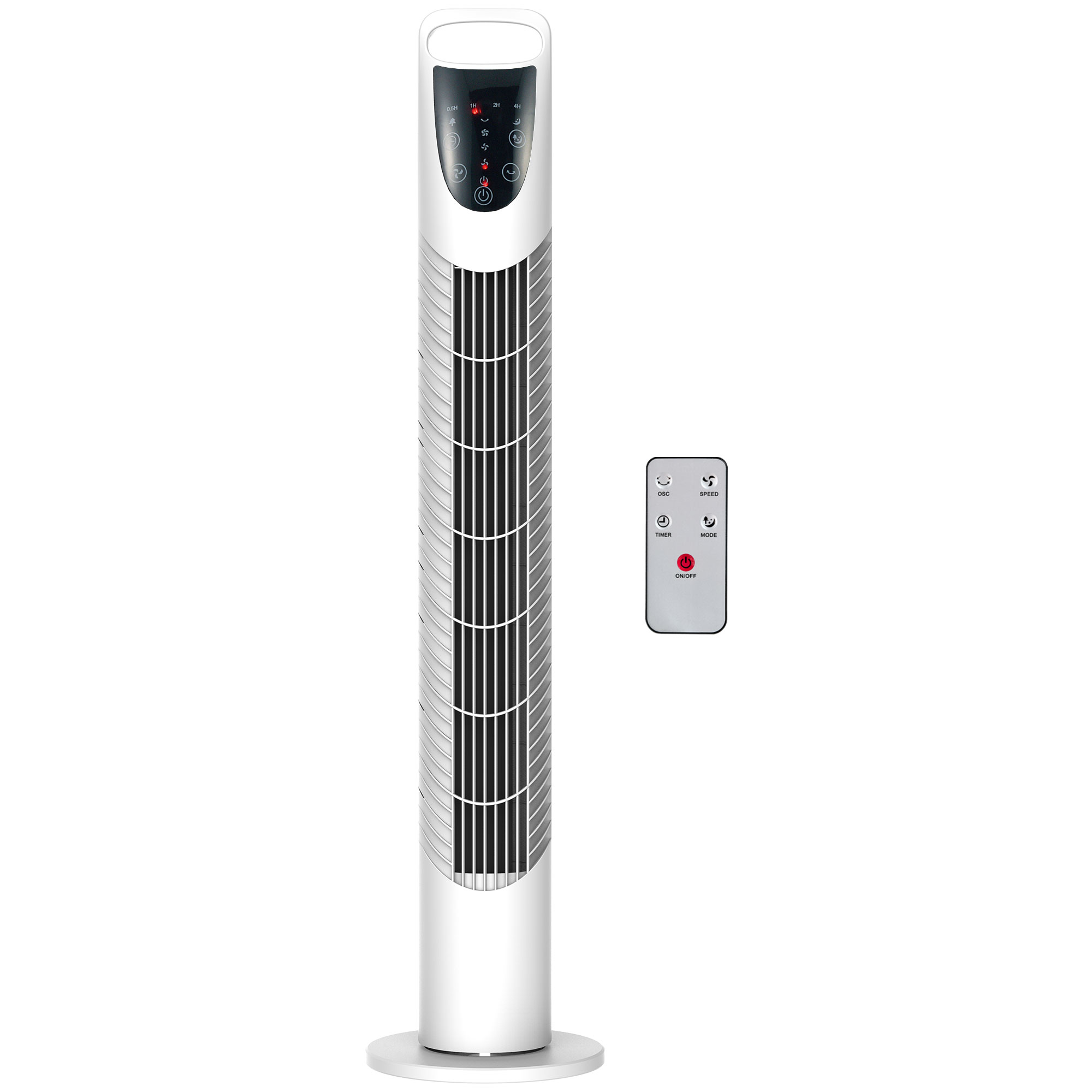 HOMCOM Turmventilator leise mit Fernbedienung, 78,5 cm Standventilator Ventilator mit 70° Oszillation, 3 Belüftungsstufen, 7,5H Timer, für Schlafzimmer, Weiß Aosom