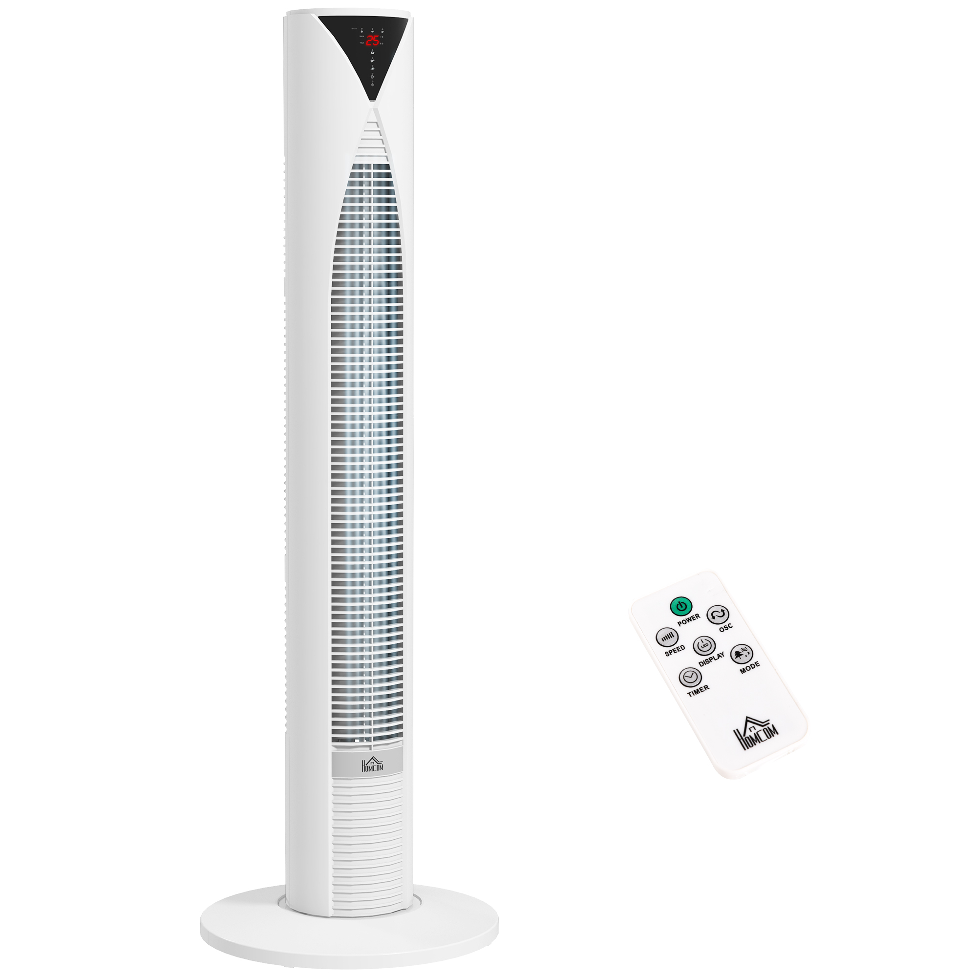 HOMCOM Turmventilator mit Fernbedienung 70° oszillierender 96 cm Standventilator mit 4 Modi 3 Geschwindigkeiten 12-Stunden-Timer 45 W Säulenventilator Weiß Aosom